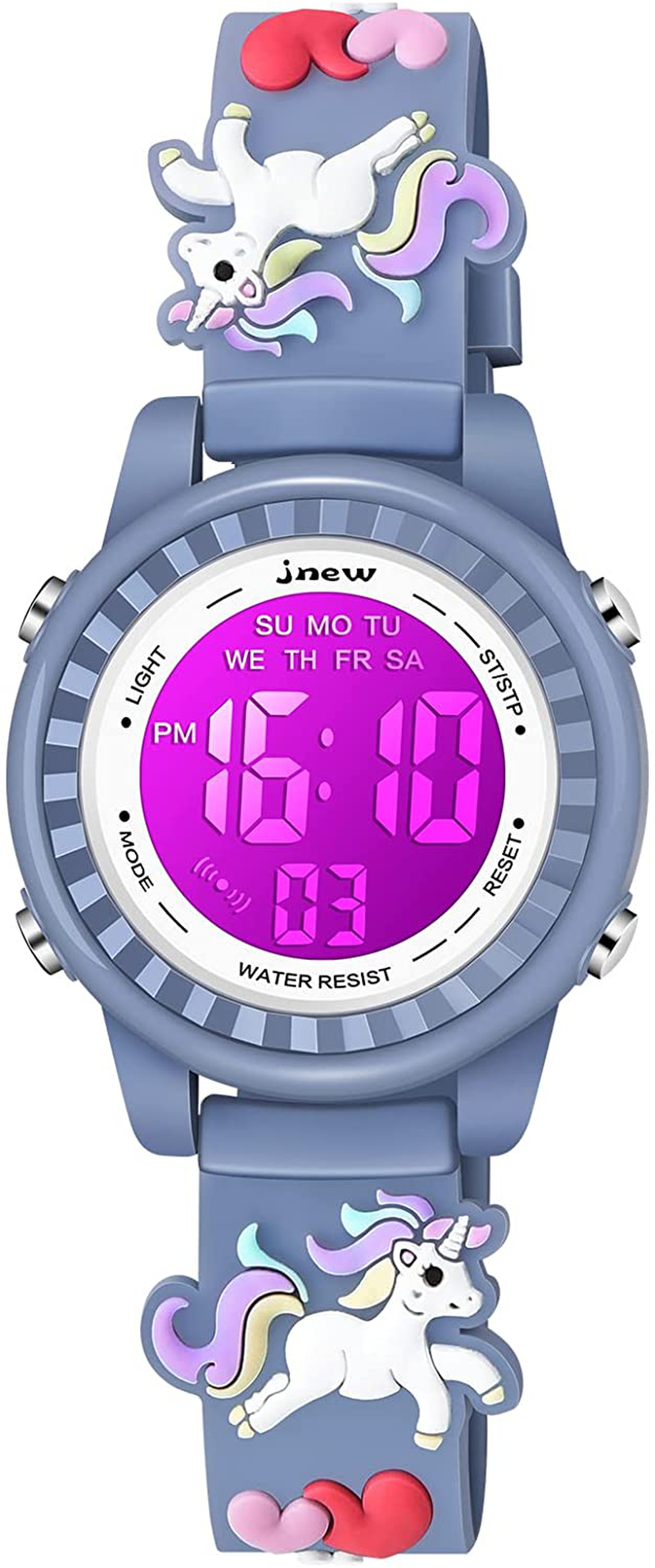 Venhoo Kids Watches 3D Cartoon Waterproof 7 Color Lights Toddler Wrist Digital Watch with Alarm Stopwatch for 3-10 Year Girls Little Child