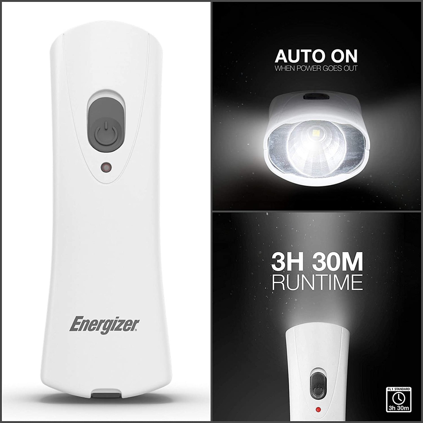 ENERGIZER Compact Rechargeable Emergency LED Flashlight, Plug-in Power Outage Light, Portable Rechargeable Power Failure Flashlights, Great For Hurricane Supplies, Survival Kits, Emergencies