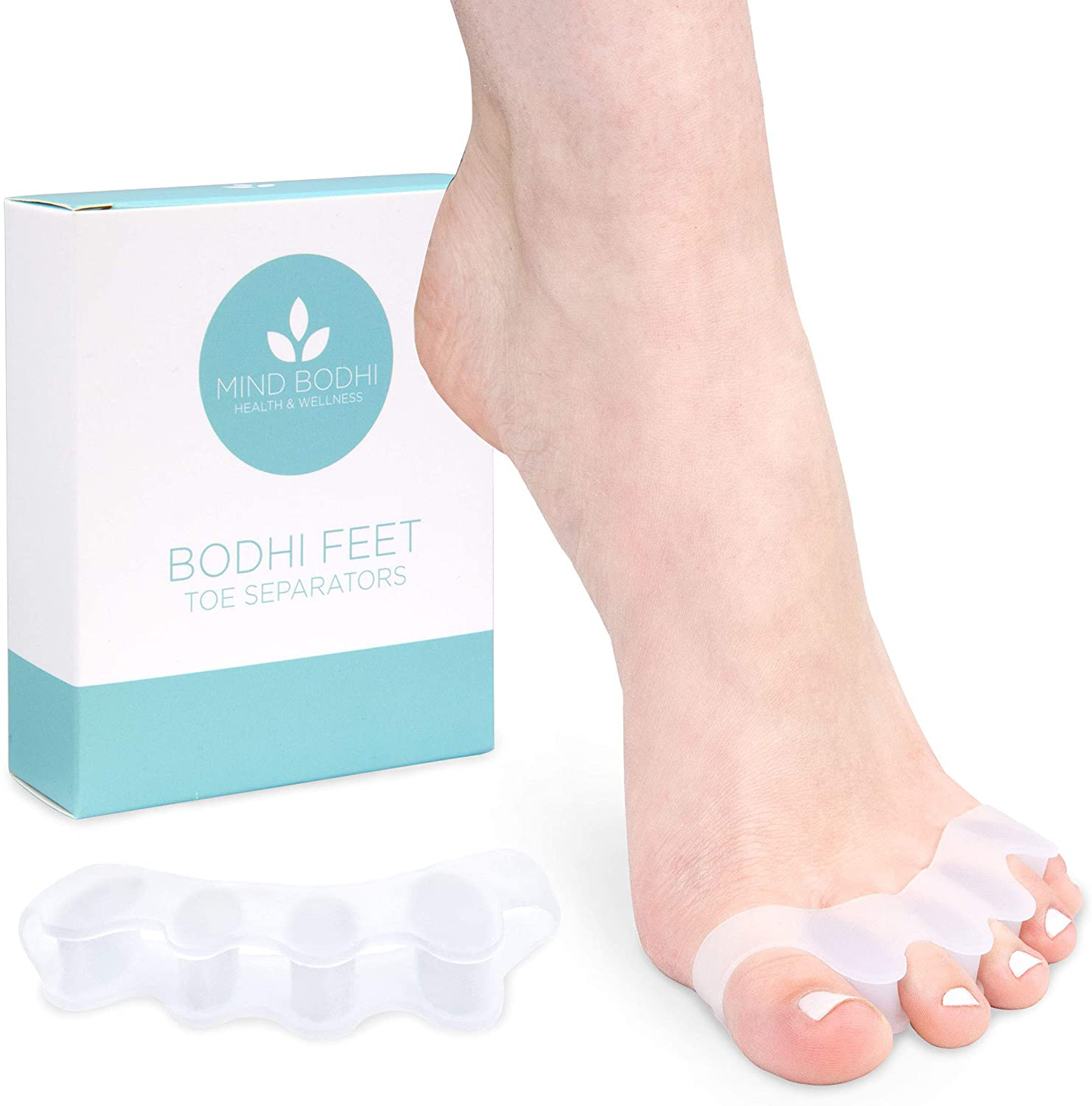 Mind Bodhi Toe Separators to Correct Bunions and Restore Toes to Their Original Shape (Bunion Corrector Toe Spacers Toe Straightener Toe Stretcher Big Toe Correctors) Universal Size (White)