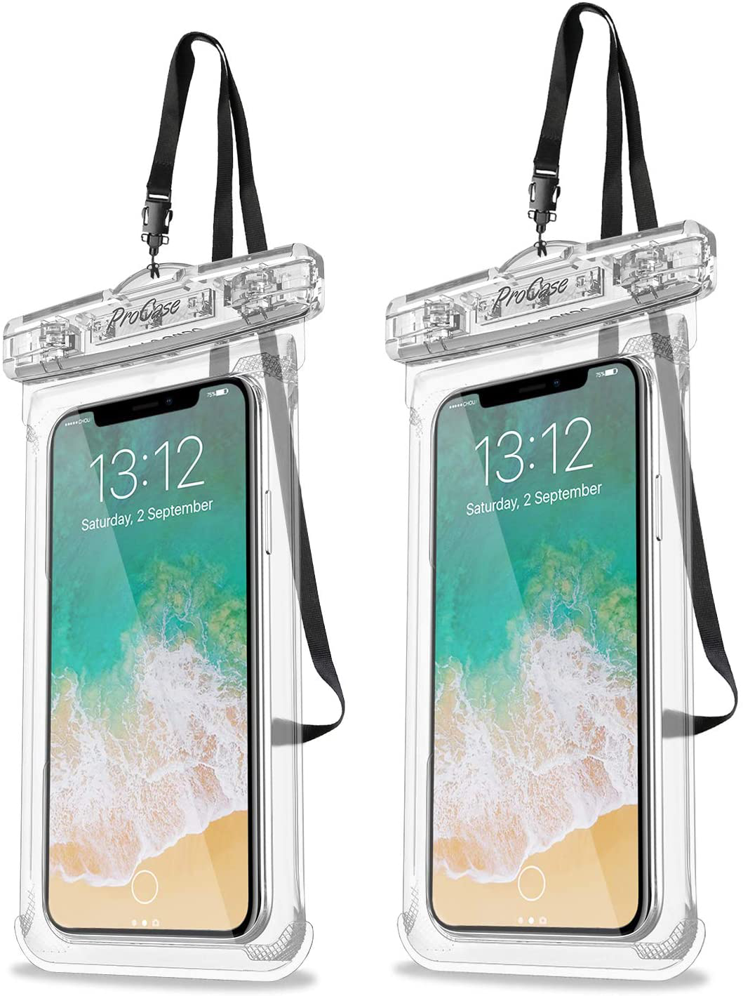 2 Pack Universal Waterproof Case Cellphone Dry Bag Pouch Compatible with iPhone and Android up to 7"
