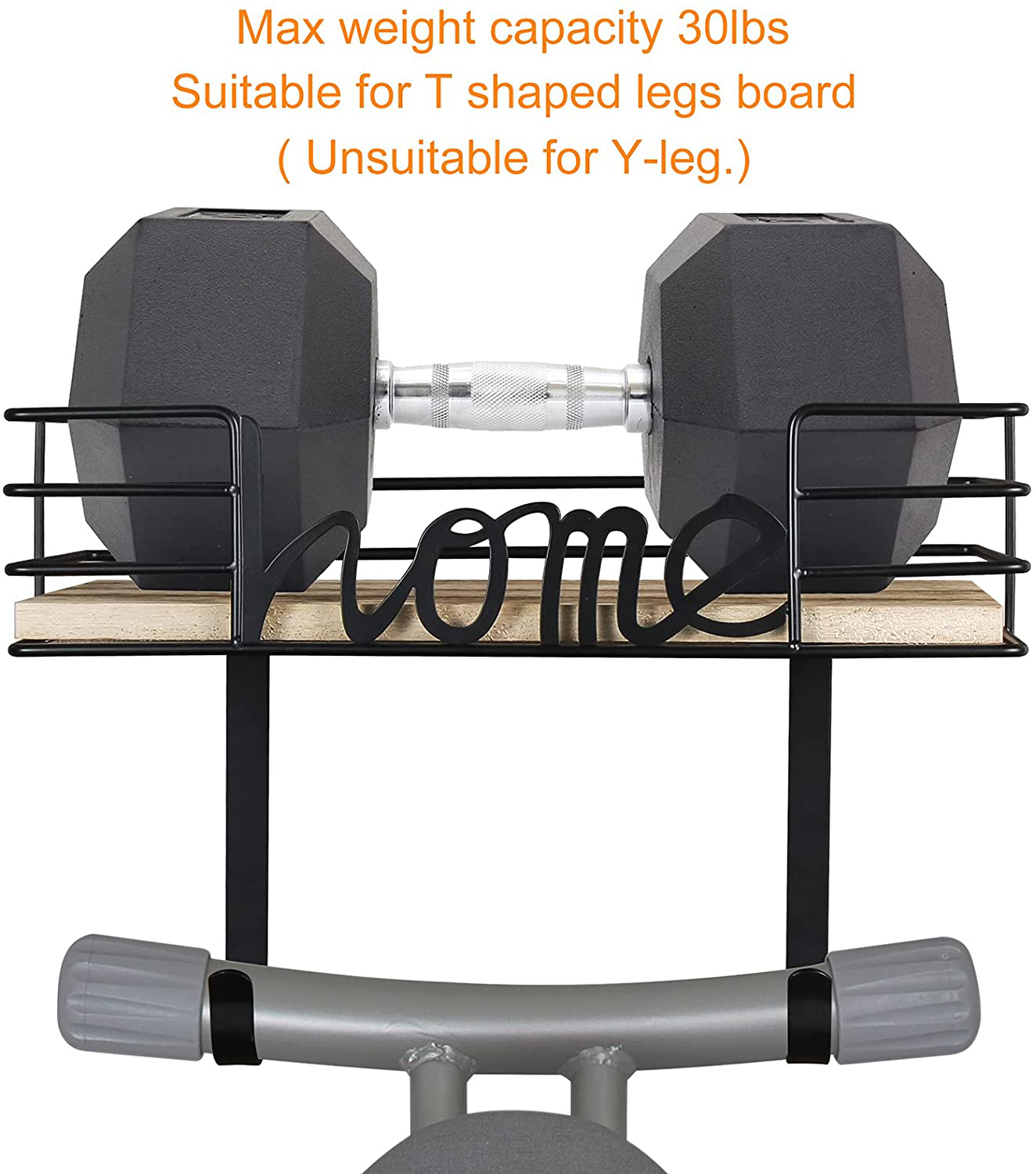 TJ.MOREE Laundry Room Decor-Ironing Board Hanger- Metal Wall Mount Iron and Ironing Board Holder, Laundry Room Organization and Storage with Large Storage Black Wooden Base Basket and Removable Hooks