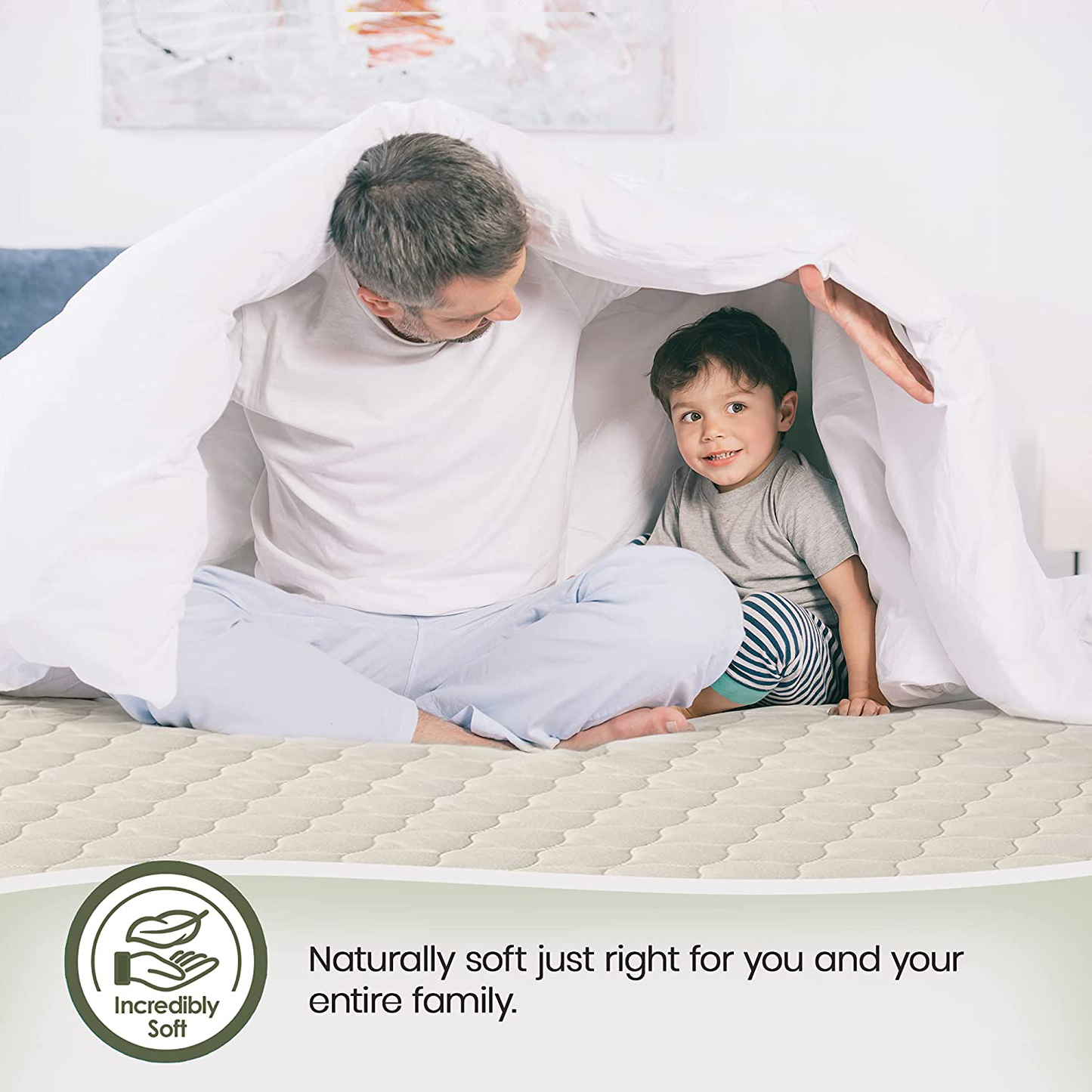 Whisper Organics, 100% Organic Mattress Protector - Quilted Fitted Mattress Pad Cover, GOTS Certified Breathable Mattress Protector - Ivory Color, 17" Deep Pocket (Full Bed Size)