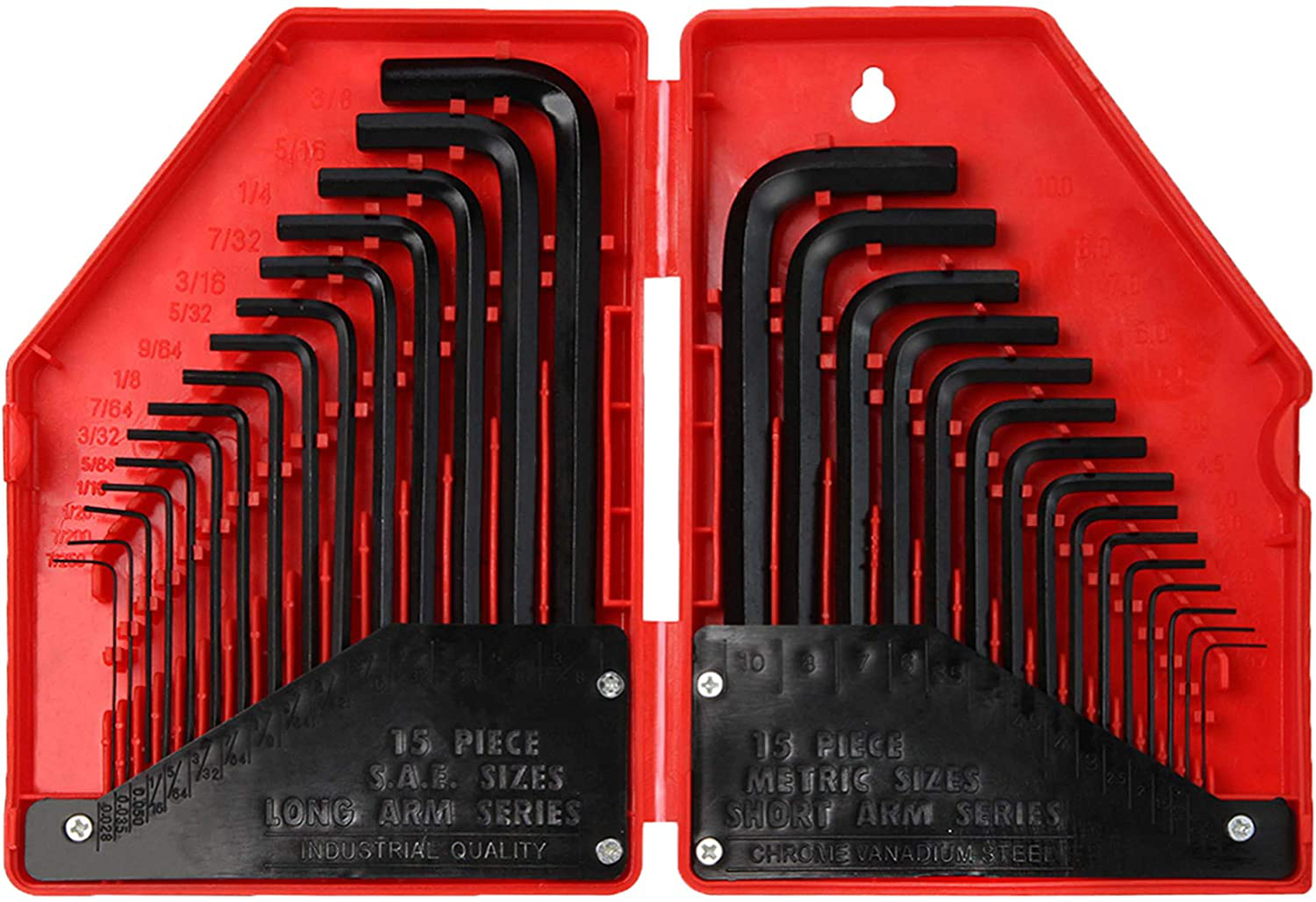 YIYITOOLS - HN-1-001 Hex Key Allen Wrench Set – 30-Piece Industrial Grade Set Tools, 1/20-3/8 inches, 1.27-10 mm, Black and Silver