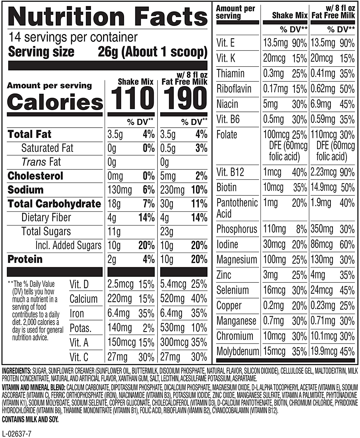 Slimfast Meal Replacement Powder, Original French Vanilla, Weight Loss Shake Mix, 10G of Protein, 14 Servings