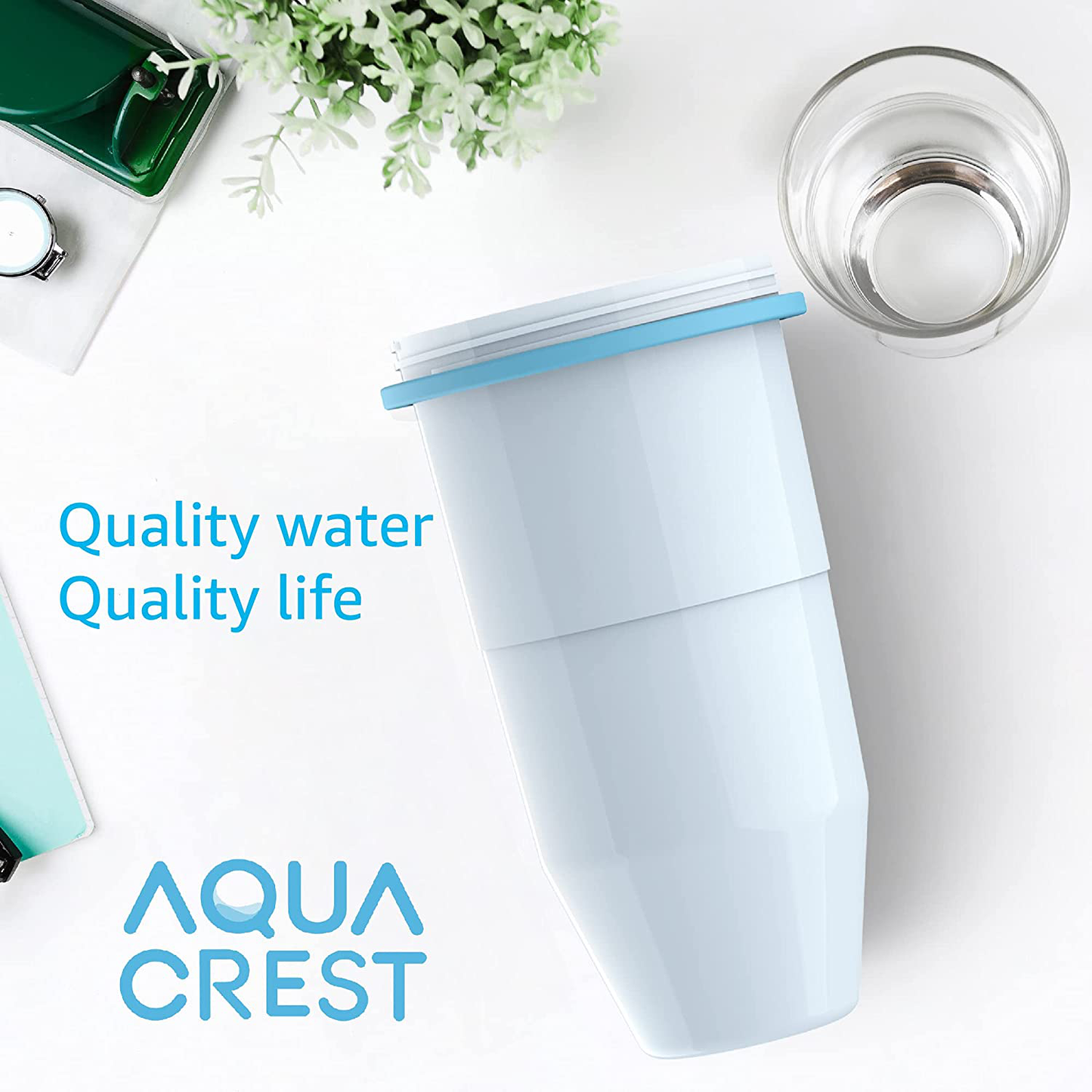 AQUA CREST ZR-017 6-Stage Replacement Water Filters, Compatible with ZeroWater ZR-017 Pitchers and Dispensers (Pack of 2)