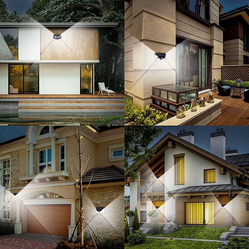 2 Pack 100 LED Solar Motion Sensor Outdoor Lights Outdoor with Wide Angle