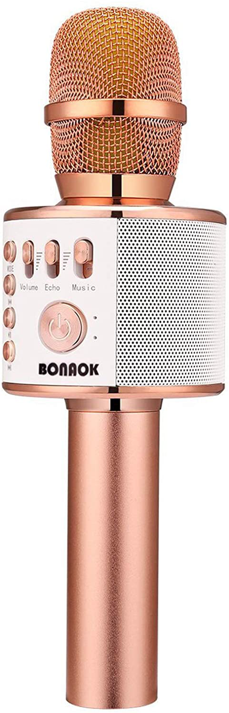 BONAOK Wireless Bluetooth Karaoke Microphone,3-in-1 Portable Handheld Karaoke Mic Speaker Machine Home Party Birthday for All Smartphones PC(Q37 Rose Gold)