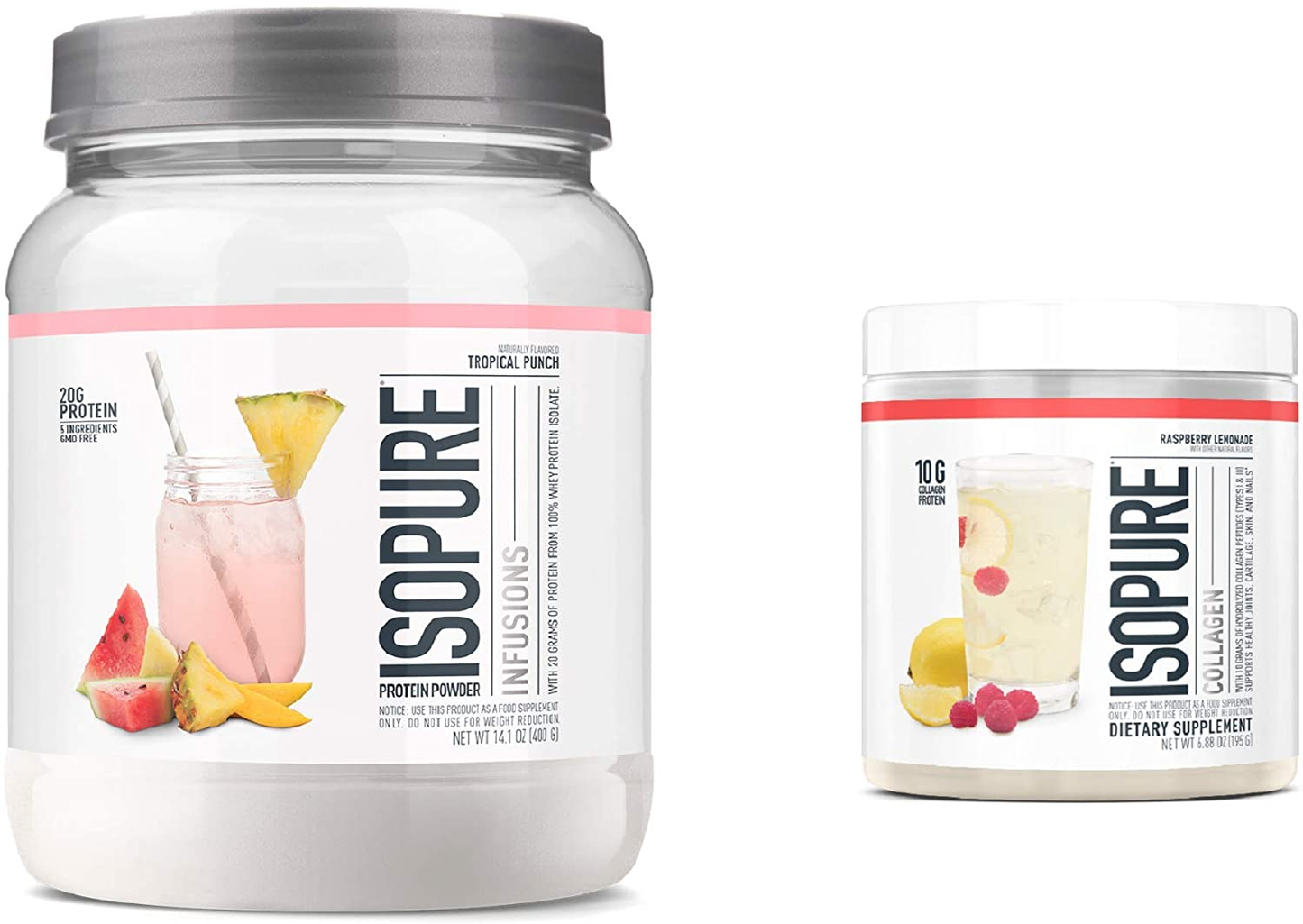 Isopure Protein Powder, Gluten Free, Whey Protein Isolate, Post Workout Recovery Drink Mix, Prime Drink, Infusions- Tropical Punch, 16 Servings