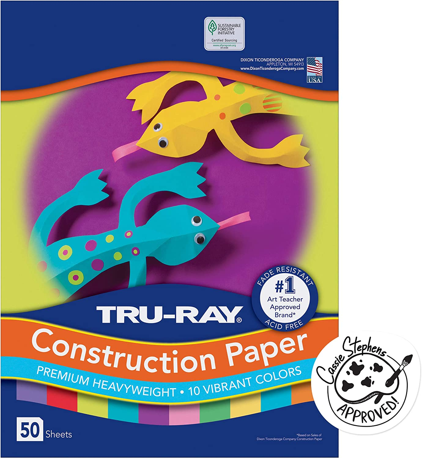 Tru-Ray Construction Paper P103031, 10 Classic Colors, 9" X 12", 50 Sheets