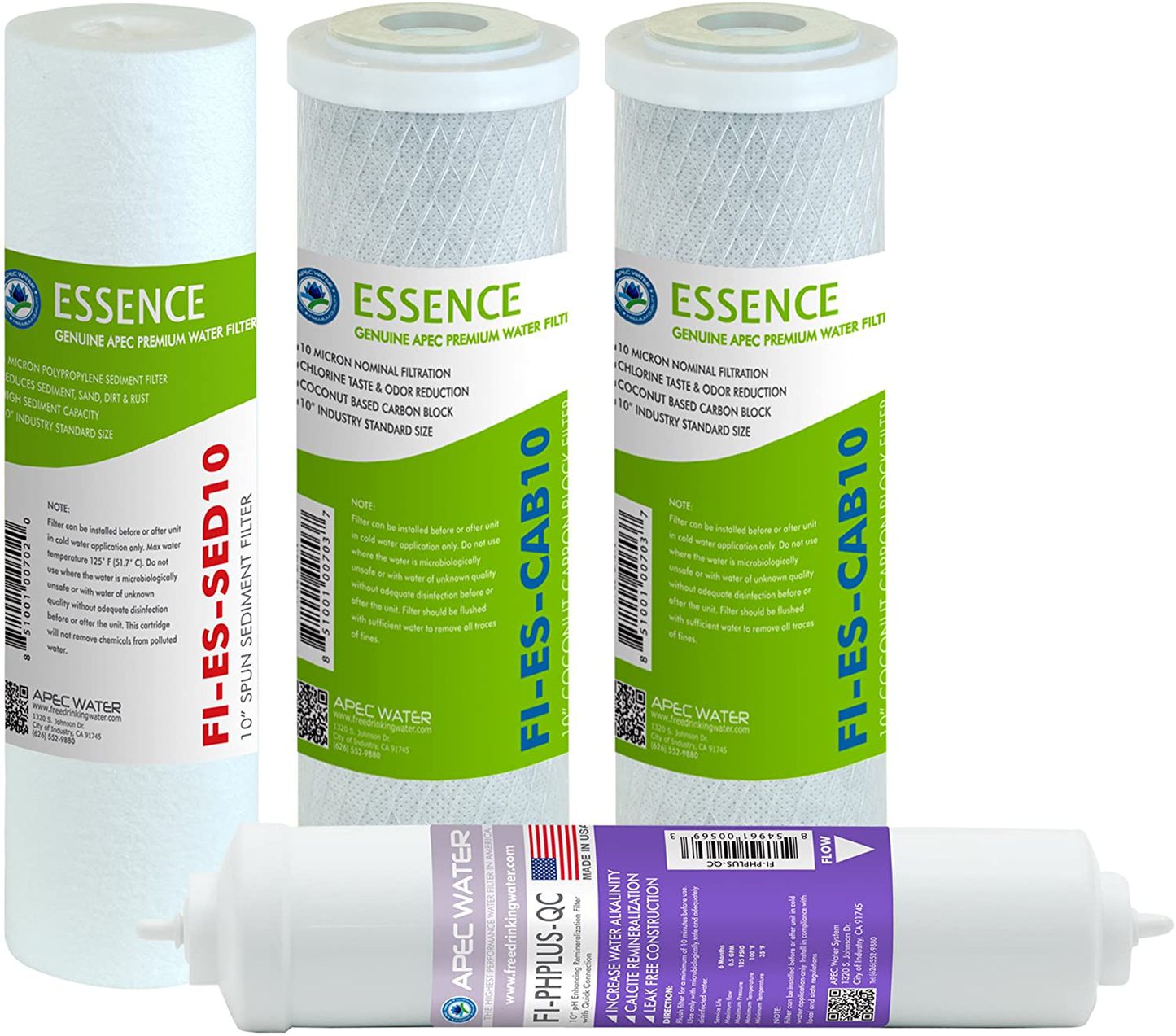 APEC Water Systems FILTER-SET-ESPH High Capacity Replacement Filter Set For Essence Series Alkaline Reverse Osmosis Water Filter System Stage 1-3&6