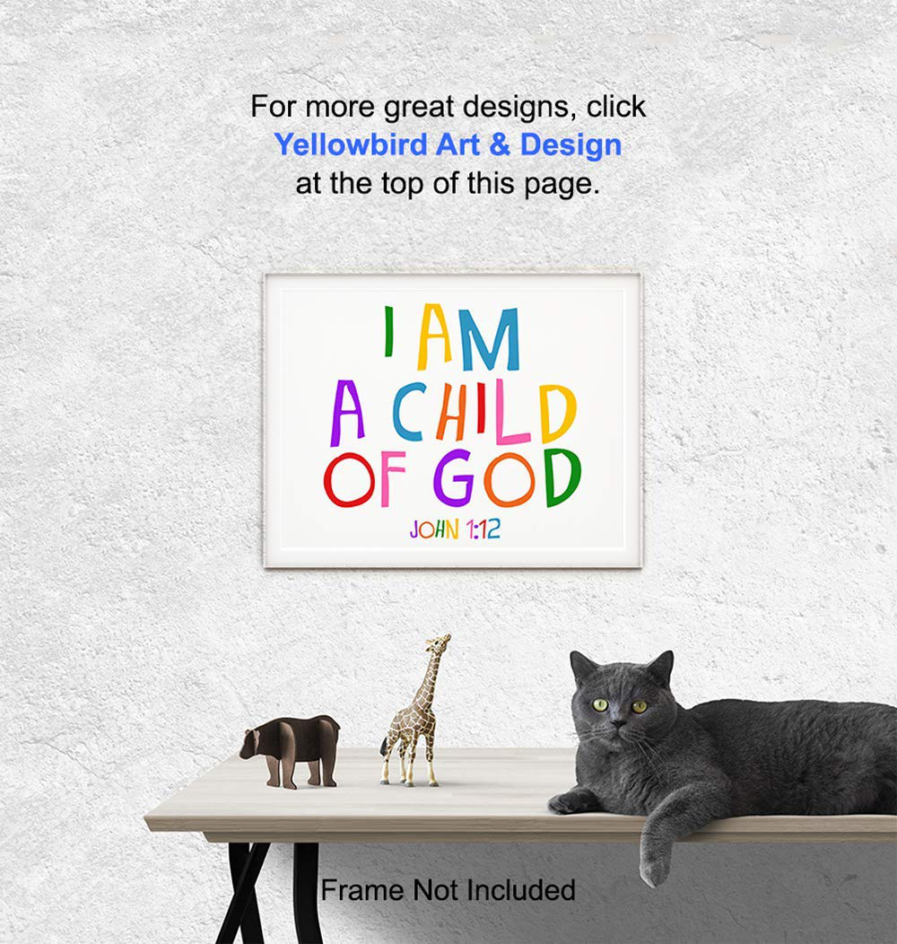 Scripture Bible Verse Wall Decor - Christian Wall Art for Kids Room, Boys, Girls Bedroom, Church Bible Study, Sunday School - Religious Gifts for Children - Inspirational Child of God Poster Print