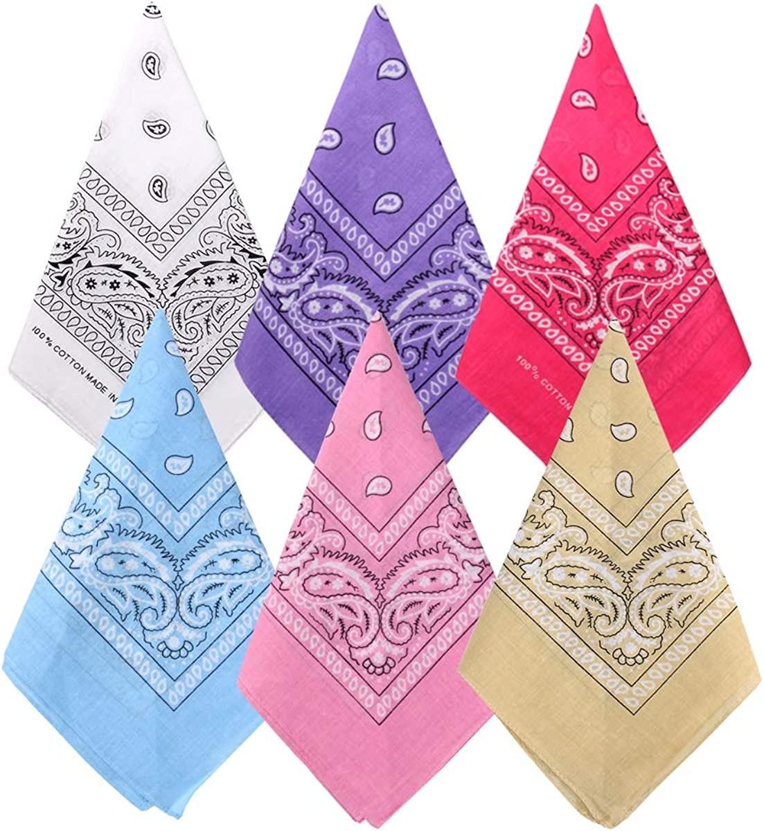 Bycc Bynn 3 Pack 100% Cotton Paisley Pattern Bandanas Face Mask Square Scarf Headwear