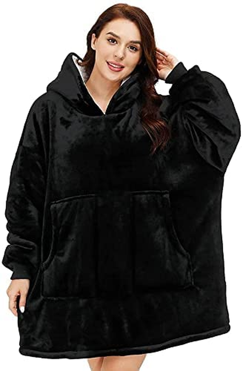 Oversized Wearable Sherpa Fleece Blanket Hoodie Comfortable Soft Warm Thick Hoodie Blanket