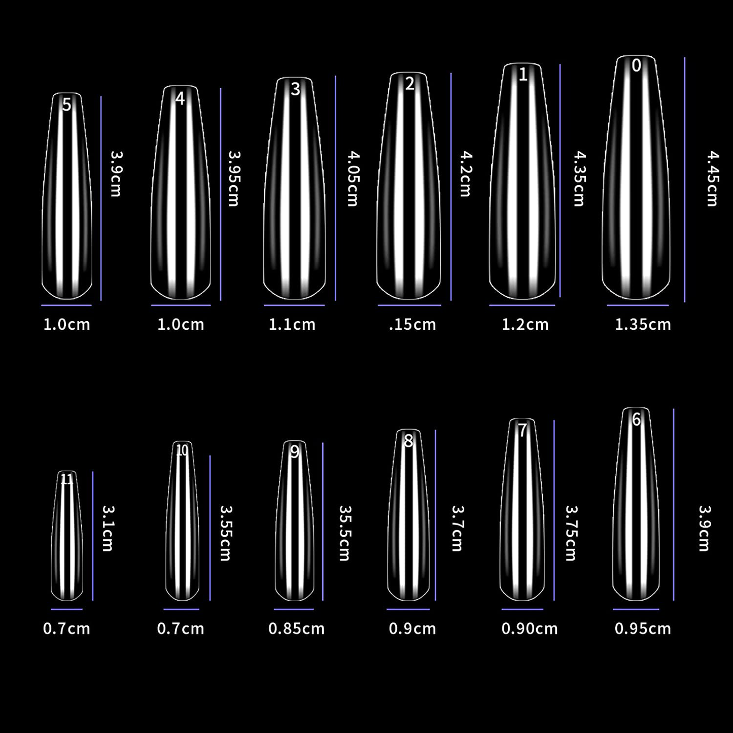 Auseibeely 240PCS Extra Long Full Cover Clear Coffin Nails, XXL Ballerina False Nail Tips Acrylic Nail Tips Kit with Nail Glue/Clipper/File Nail Tools for Nail Art Salons Home DIY, 10 Sizes