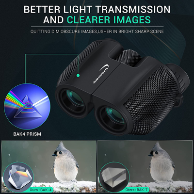 Aurosports 10x25 Binoculars for Adults and Kids, Folding Compact Binocular with Weak Light Vision, Lightweight Small Binoculars for Bird Watching, Travel, Concerts, Hunting, Hiking