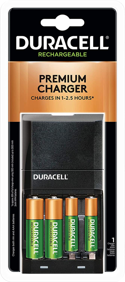 Duracell - Ion Speed 4000 Battery Charger - with 2 AA and 2 AAA Batteries - charger for AA and AAA batteries