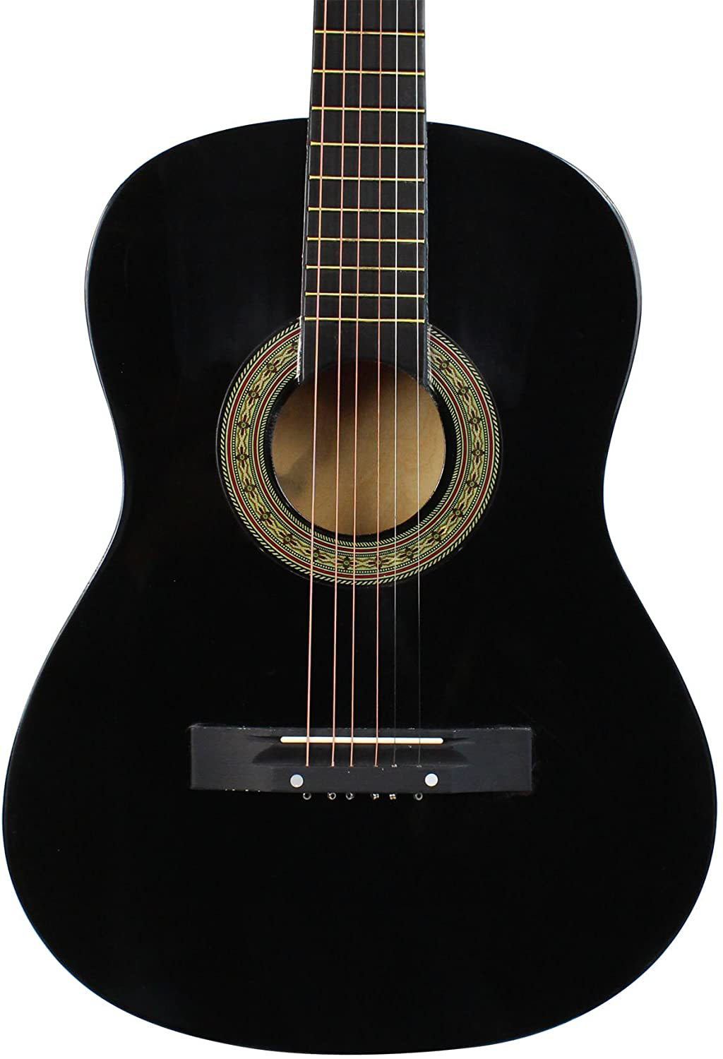 YMC 38" Black Beginner Acoustic Guitar Starter Package Student Guitar with Gig Bag,Strap, 3 thickness 9 picks,2 Pickguards,Pick Holder, Extra Strings, Electronic Tuner -Black