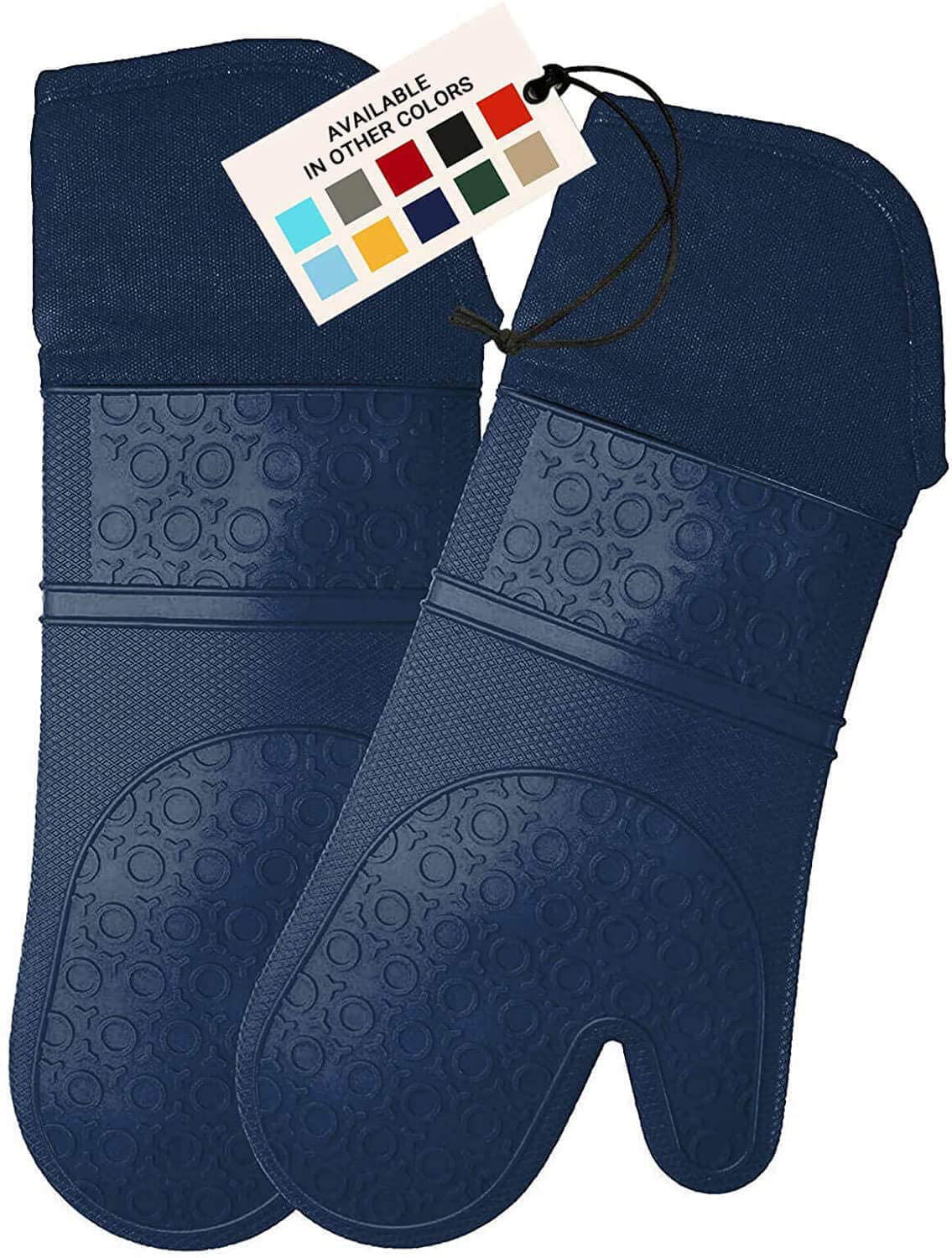 HOMWE Extra Long Professional Silicone Oven Mitt, Oven Mitts with Quilted Liner, Heat Resistant Pot Holders, Flexible Oven Gloves