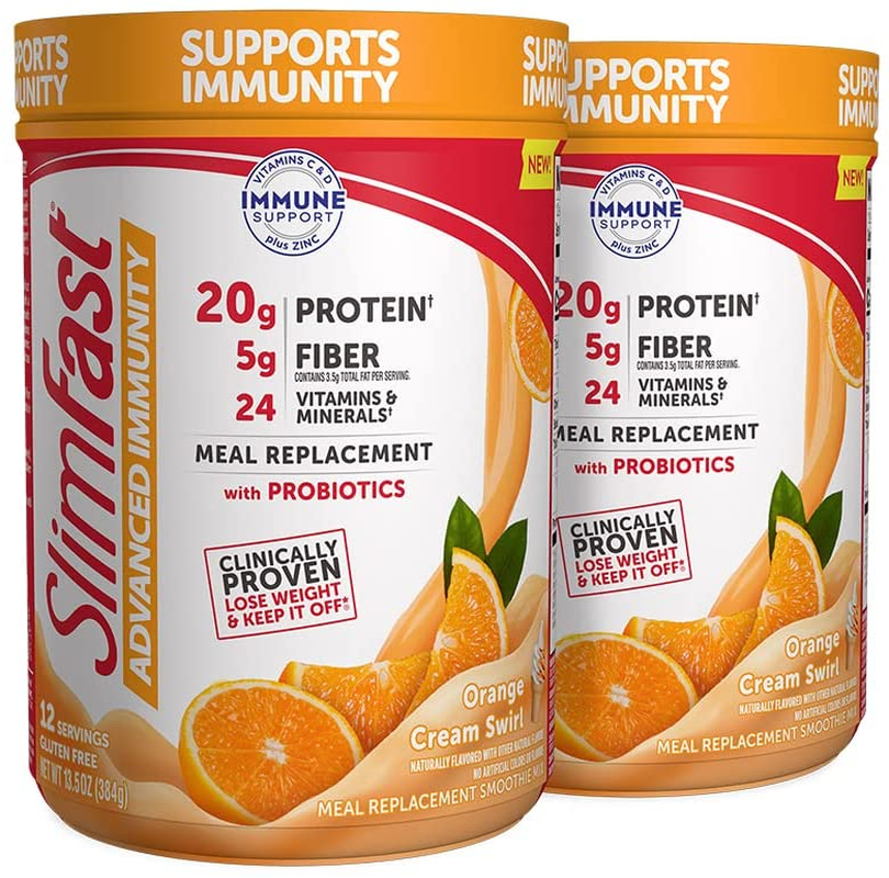 Slimfast Advanced Nutrition High Protein Meal Replacement Smoothie Mix, Creamy Chocolate, Weight Loss Powder, 20G of Protein, 12 Servings (Pack of 2)