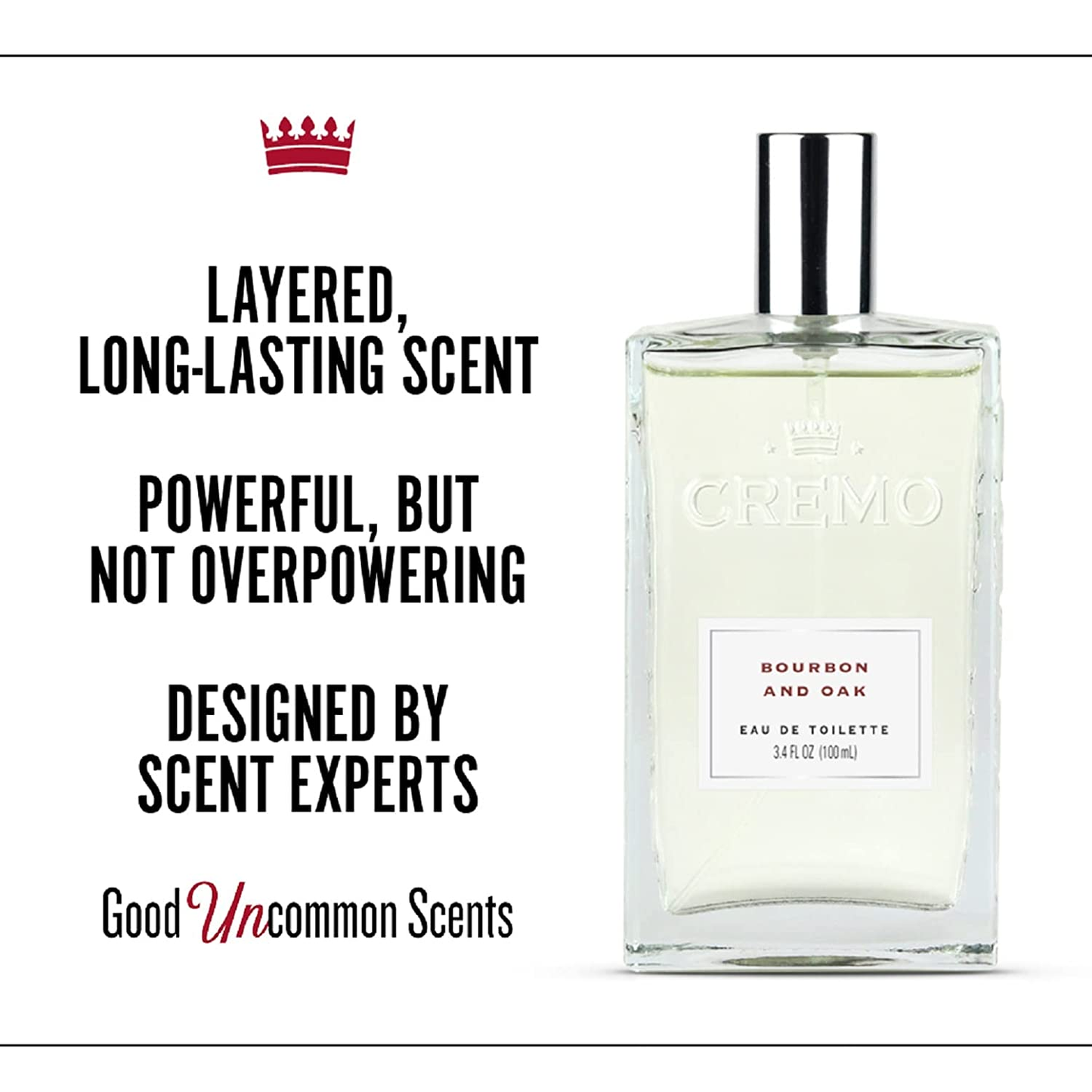 Cremo Bourbon & Oak Cologne Spray, a Sophisticated Blend of Distiller’S Spice, Fine Bourbon and White Oak, 3.4 Oz