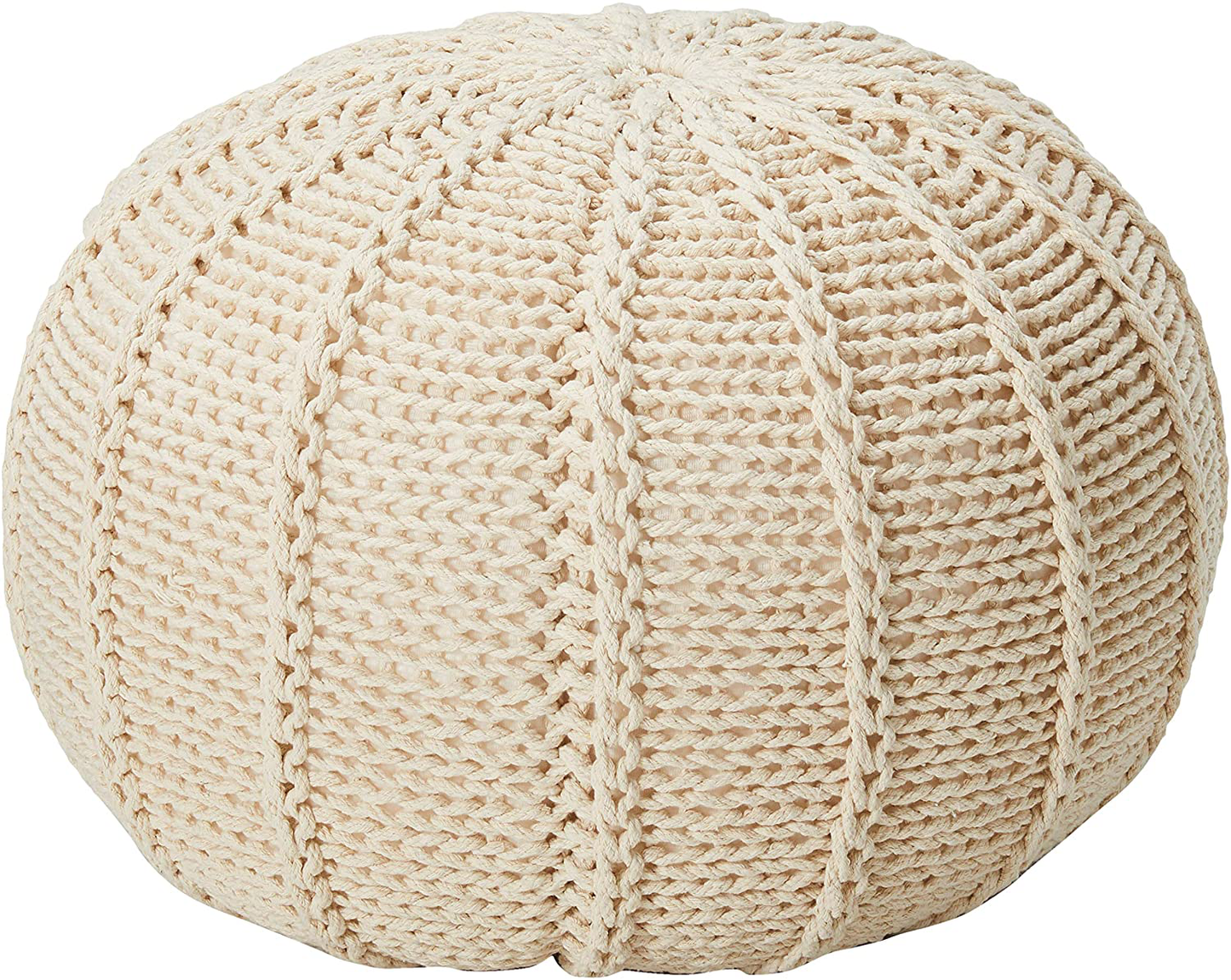 Christopher Knight Home Agatha Knitted Cotton Pouf, Beige
