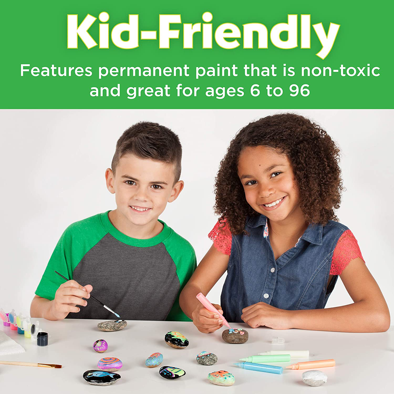 Creativity for Kids Rock Painting Kit - Paint 10 Rocks with Water Resistant Paint