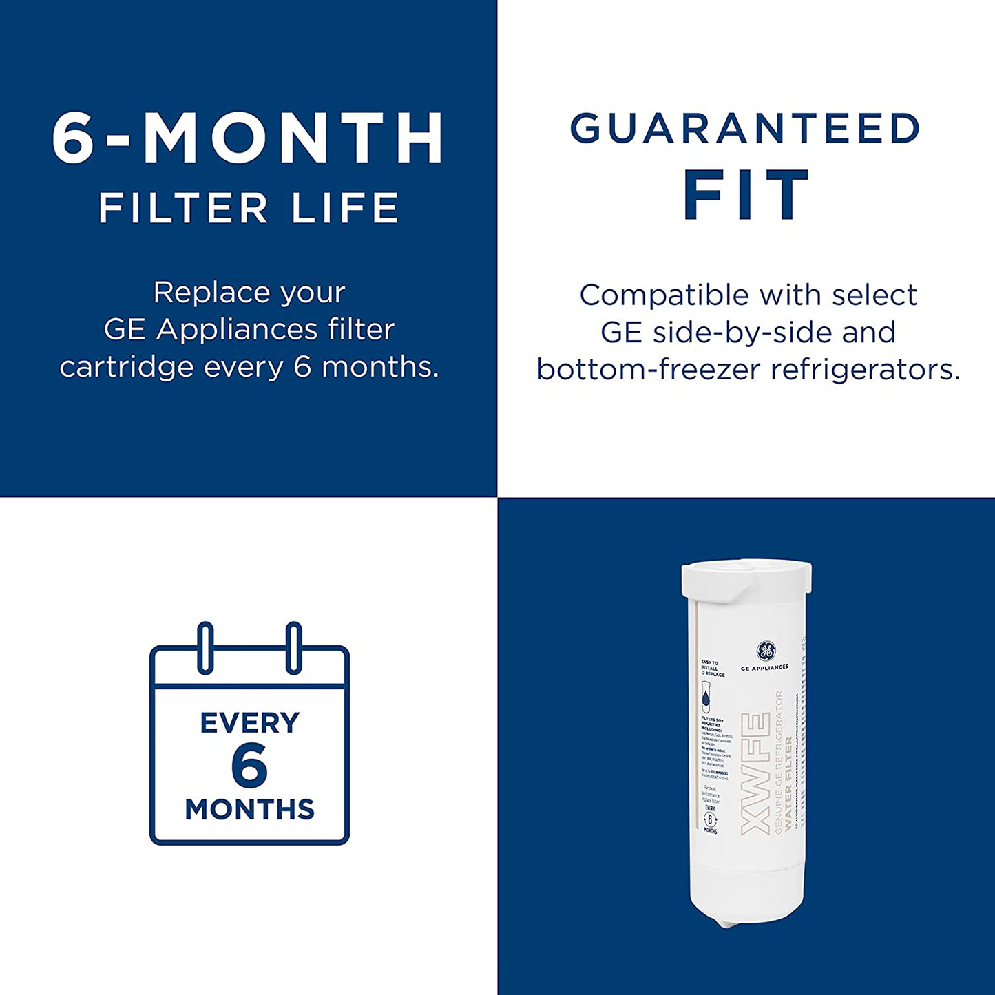 GE XWFE XWF Refrigerator Water Filter, 1 Count (Pack of 1), White