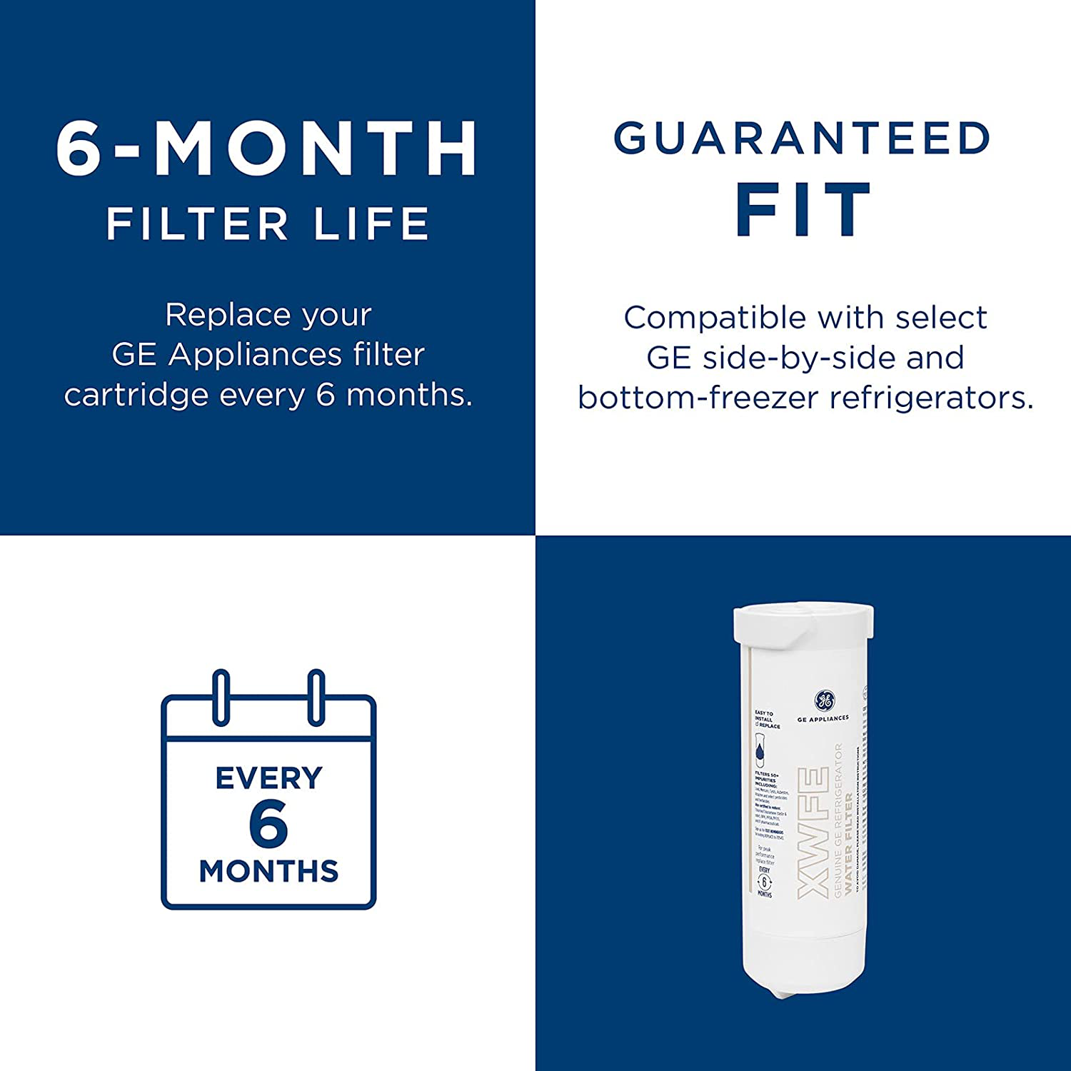 GE XWFE XWF Refrigerator Water Filter, 1 Count (Pack of 1), White