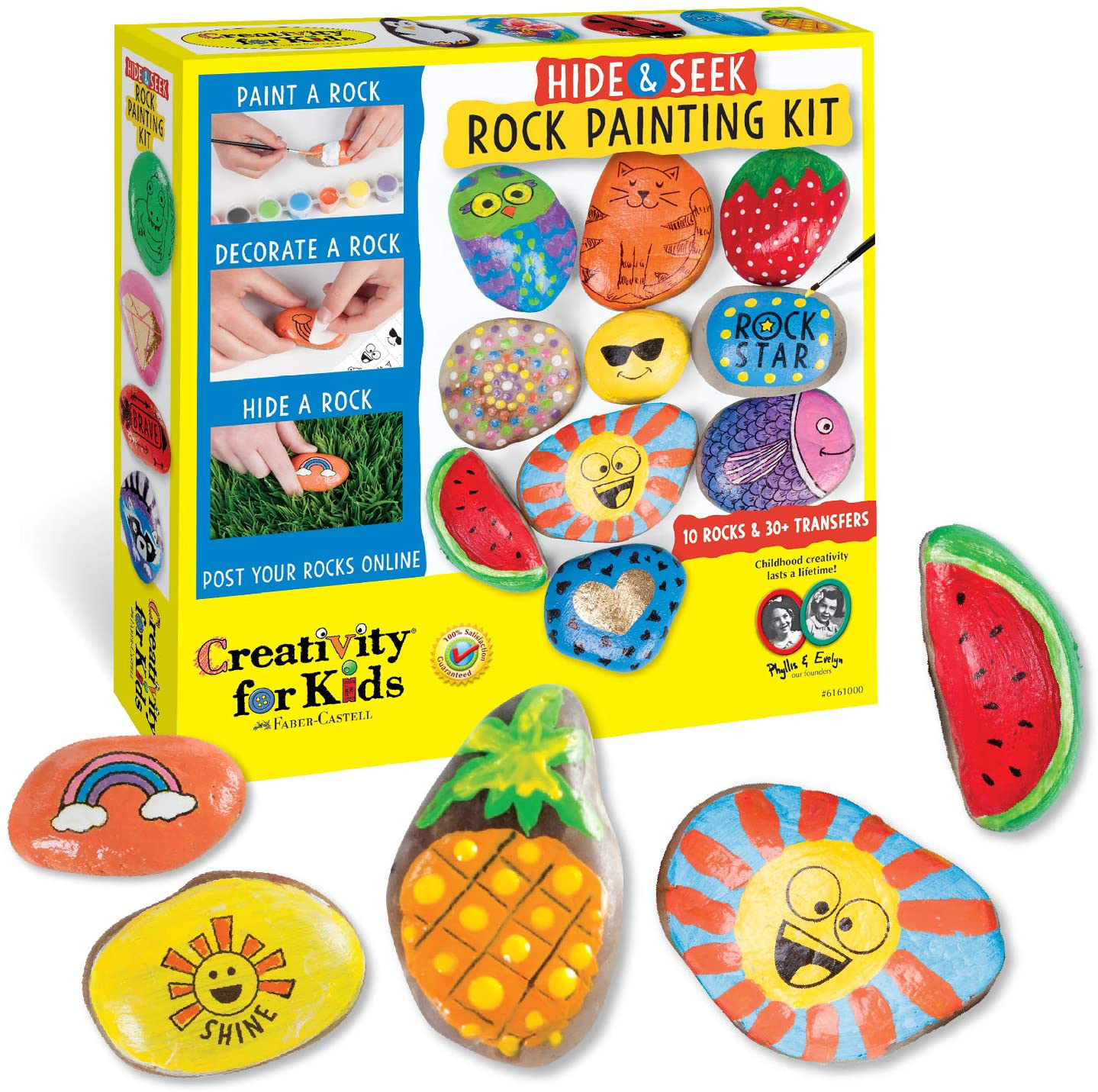 Creativity for Kids Rock Painting Kit - Paint 10 Rocks with Water Resistant Paint