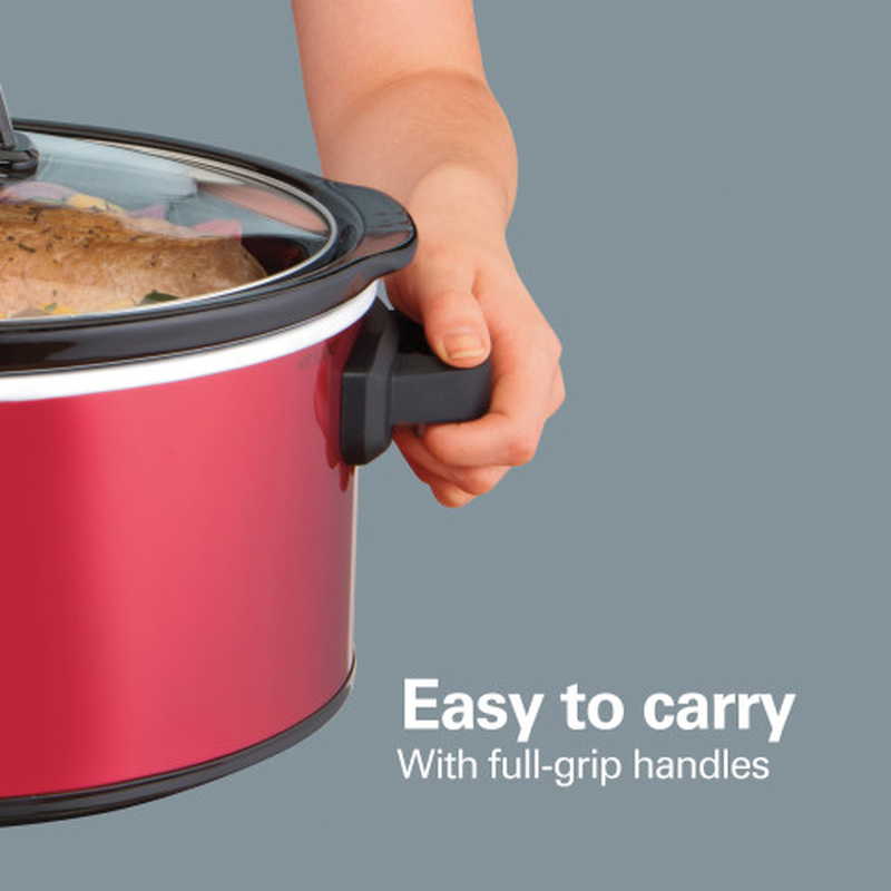 Hamilton Beach 6 Quarts Slow Cooker, Large Capacity, Serves 7+, Red
