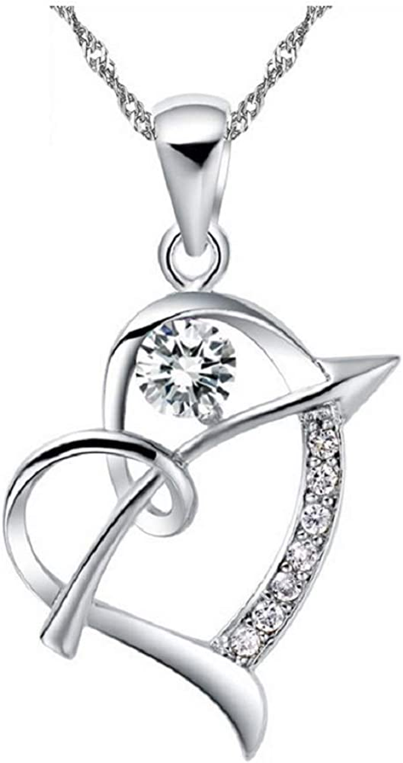 Uloveido Silver Color Arrow Heart Pendant Necklace Valentines Jewelry