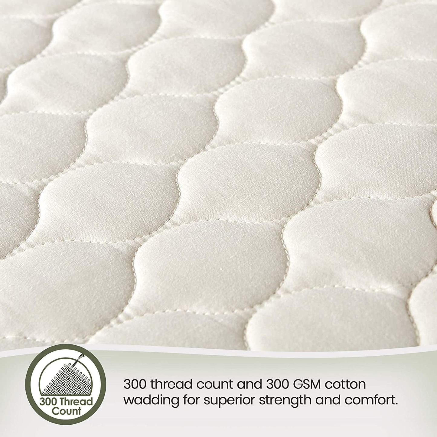 Whisper Organics, 100% Organic Mattress Protector - Quilted Fitted Mattress Pad Cover, GOTS Certified Breathable Mattress Protector - Ivory Color, 17" Deep Pocket (Queen Size Bed)