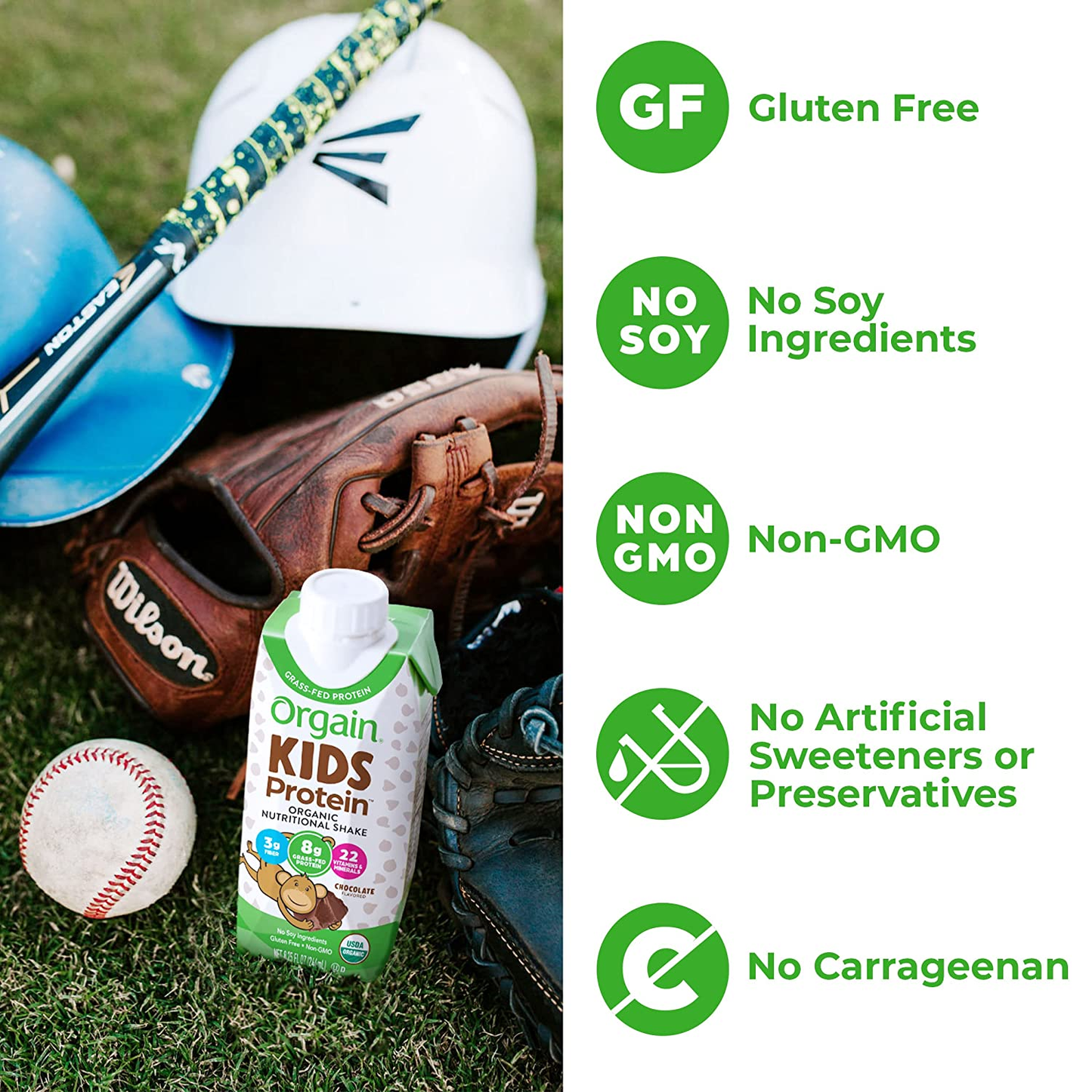 Orgain Organic Kids Protein Nutritional Shake, Chocolate - 8G of Protein, 22 Vitamins & Minerals, Fruits & Vegetables, Gluten Free, Soy Free, Non-Gmo, 8.25 Oz, 12 Ct (Packaging May Vary)