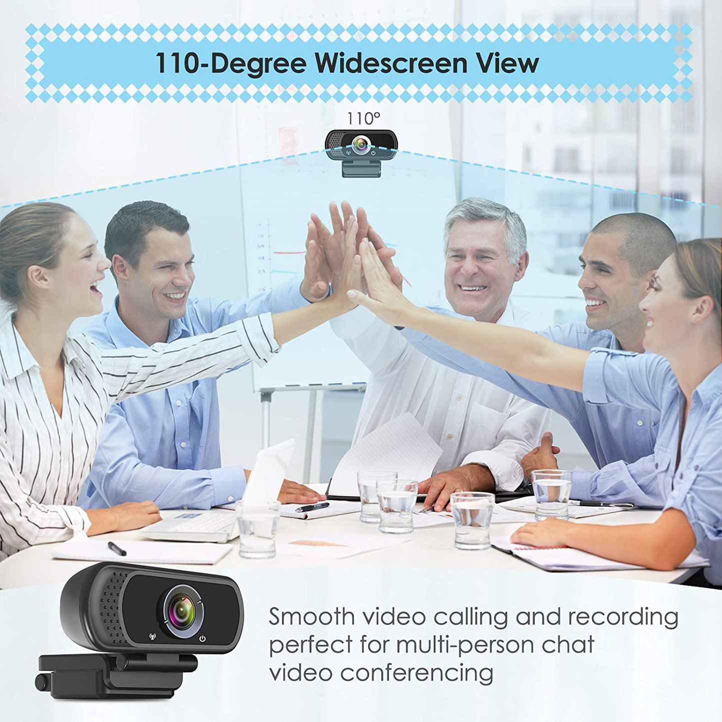 Webcam HD 1080p Web Camera, USB PC Computer Webcam with Microphone, Laptop Desktop Full HD Camera Video Webcam 110 Degree Widescreen