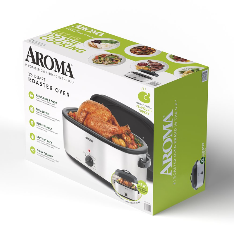 22 Qt Electric Roaster Oven with High-Dome & Self-Basting Lid, Stainless Steel
