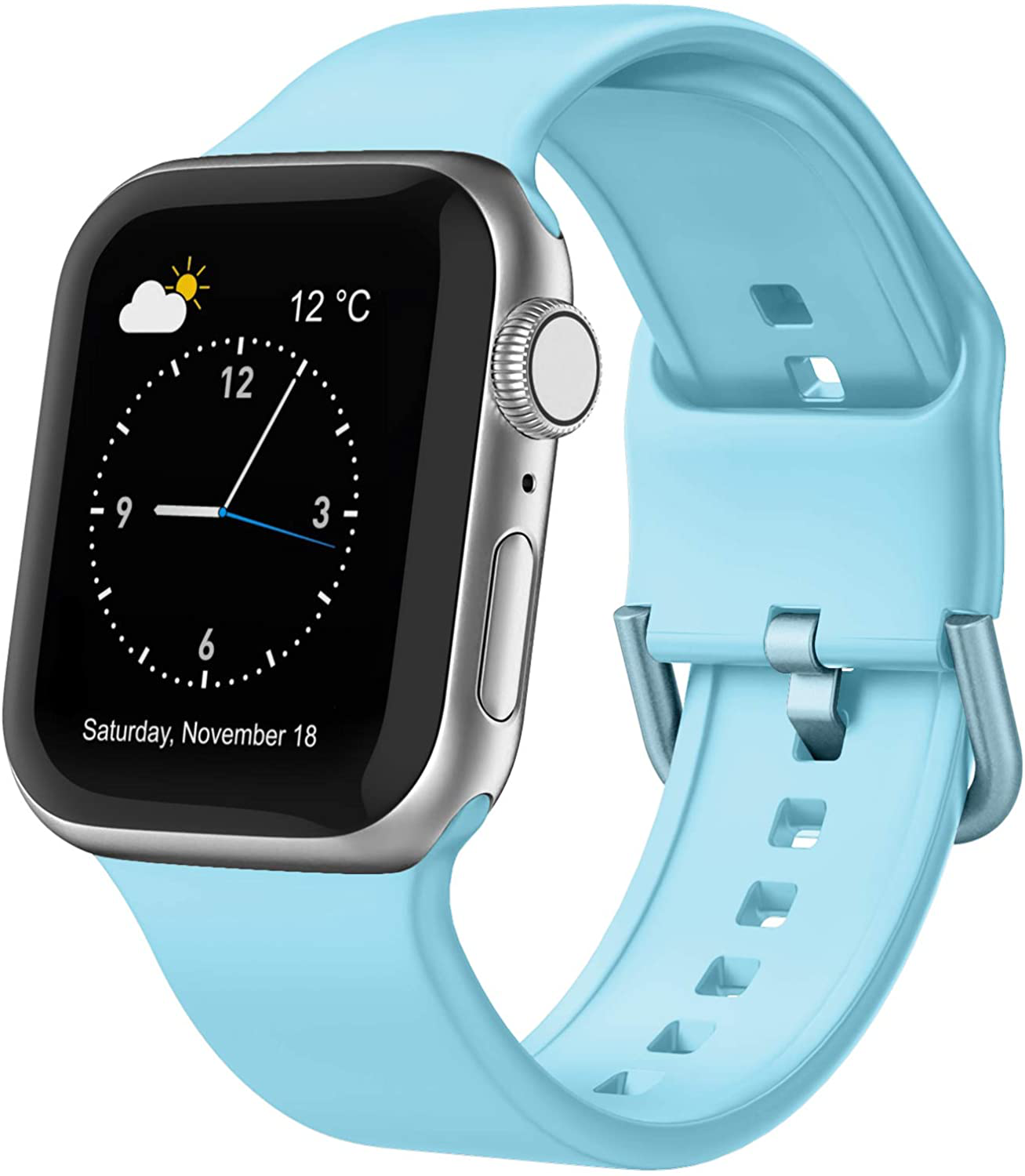 Adepoy Compatible with Apple Watch Bands Soft Silicone Sport Wristbands Replacement Strap with Classic Clasp for iWatch