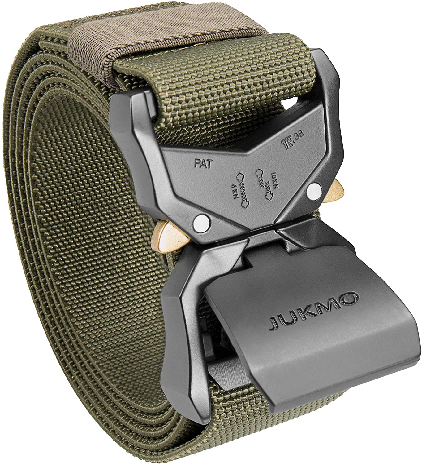 JUKMO Tactical Belt, Military Hiking Rigger 1.5" Nylon Web Work Belt with Heavy Duty Quick Release Buckle
