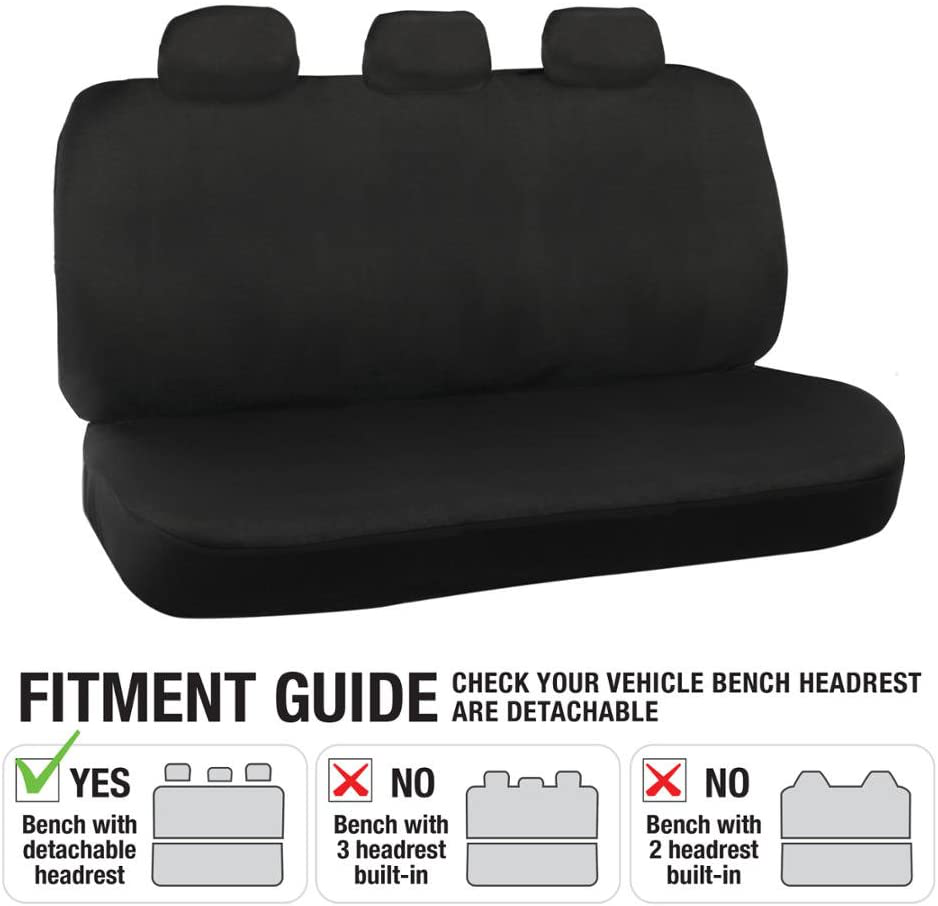 BDK PolyPro Car Seat Covers Full Set Front and Rear Split Bench Protection, Easy Install with Two-Tone Accent, Universal Fit for Auto Truck Van SUV
