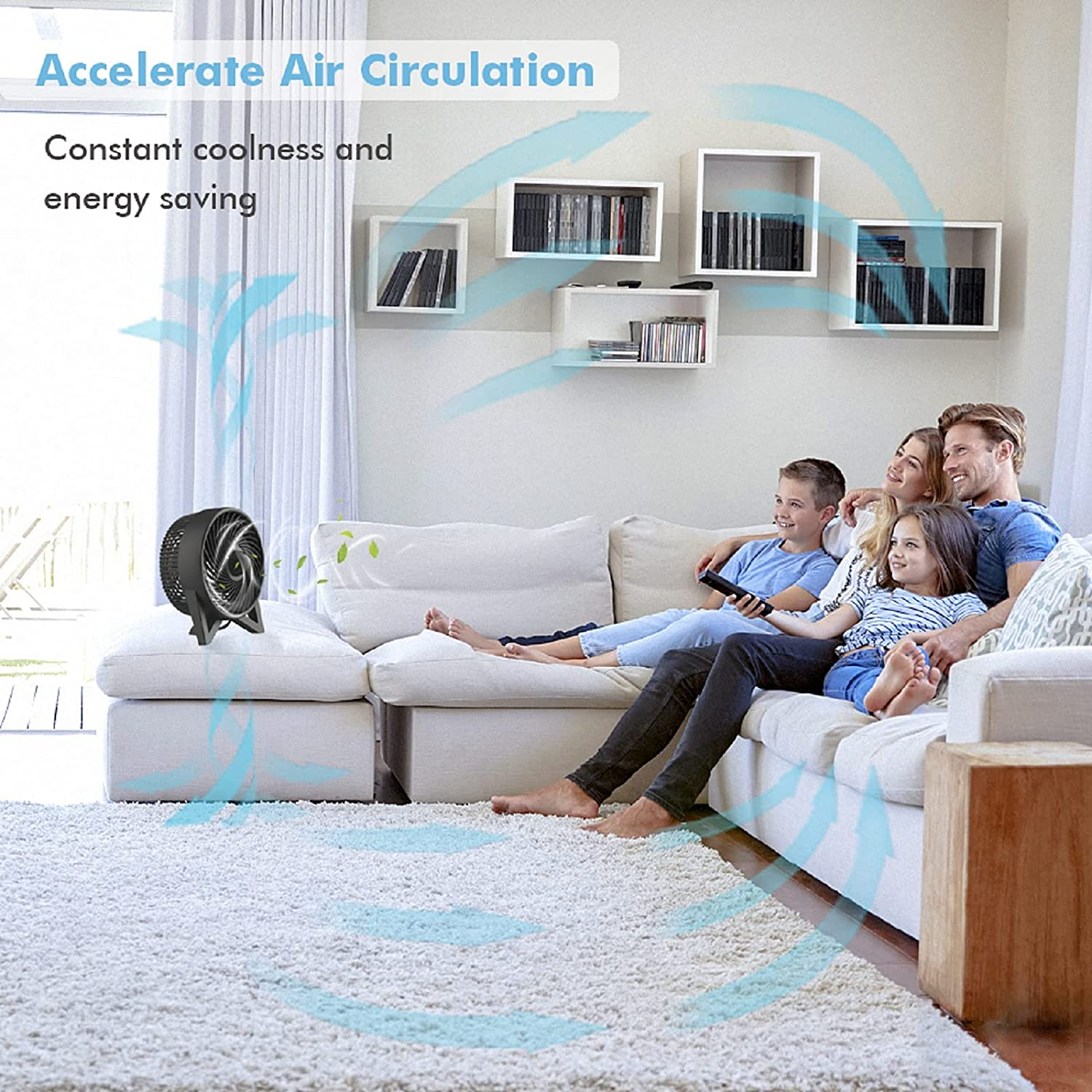 Table Fan, Desk Fan with 2 Speeds, Personal Cooling beside Fan for Bedroom Sleeping Room Tabletop Office Home Kitchen Camping, Small Powerful Motor Electric Fan, Black,8-Inch