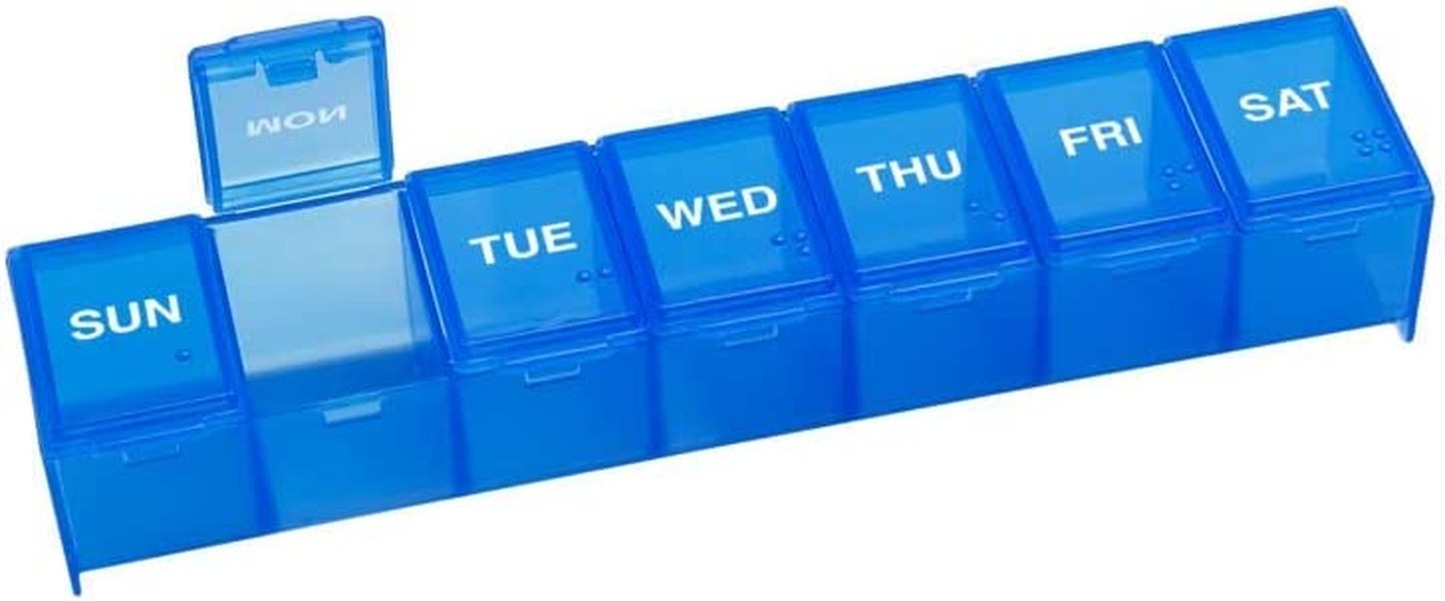 Ezy Dose Weekly (7-Day) Pill Organizer, Vitamin Case, and Medicine Box, Small Compartments, Color May Vary