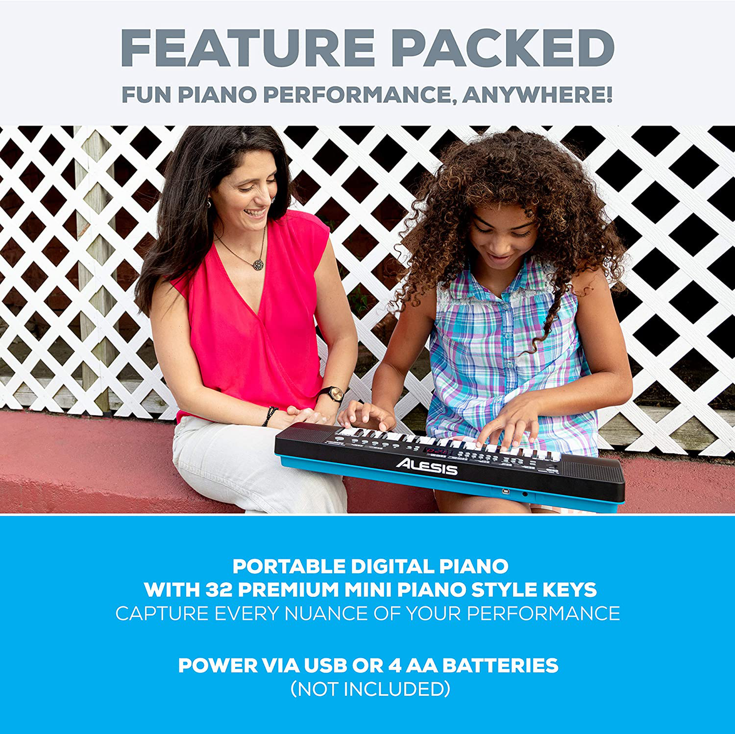 Alesis Melody 32 – Electric Keyboard Digital Piano with 32 Keys, Speakers, 300 Sounds, 300 Rhythms, 40 Songs, USB-MIDI Connectivity and Piano Lessons