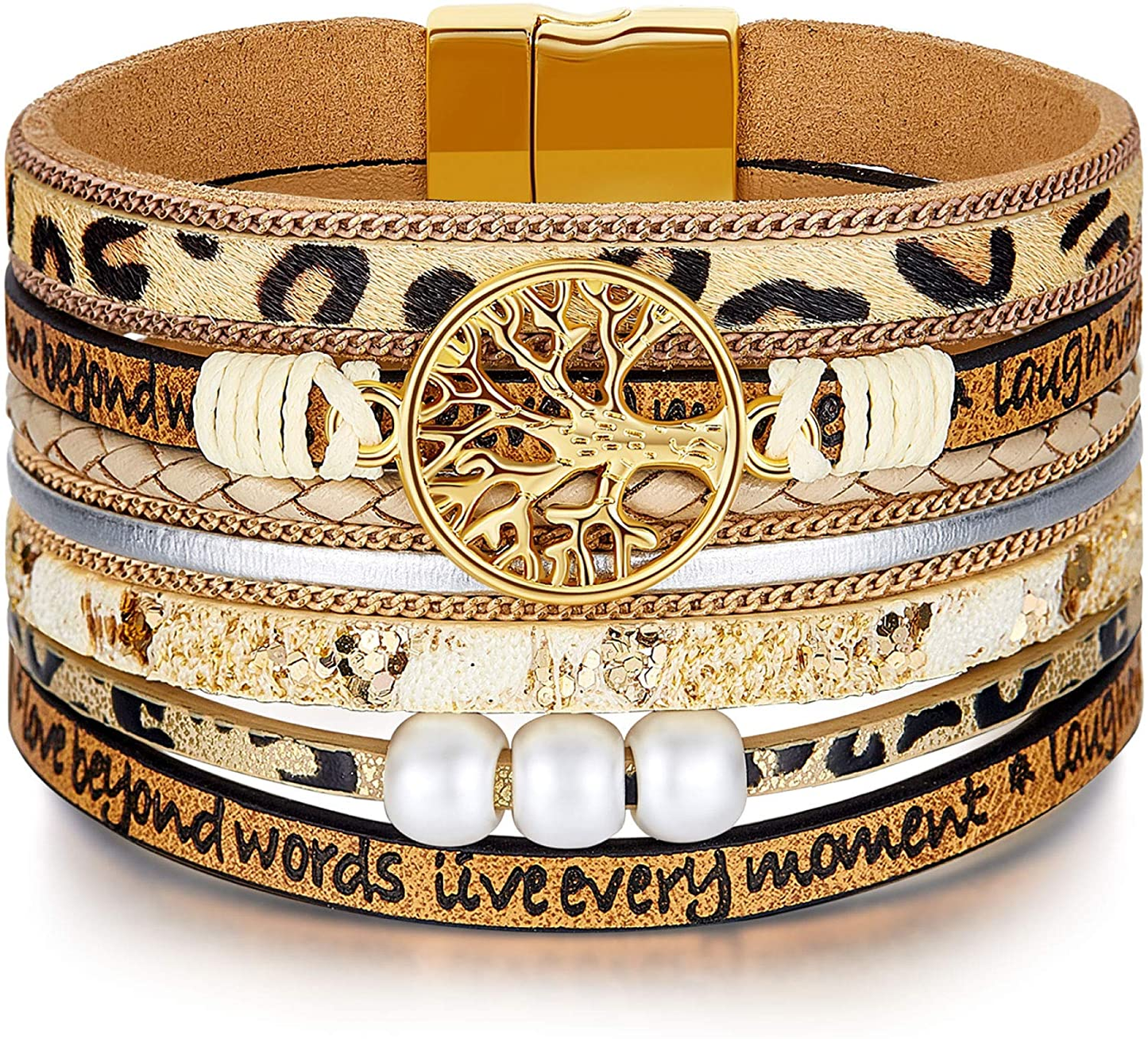 Inspirational Tree of Life Leather Bracelets for Women,Birthday Easter Jewelry Gifts for Teens Girls