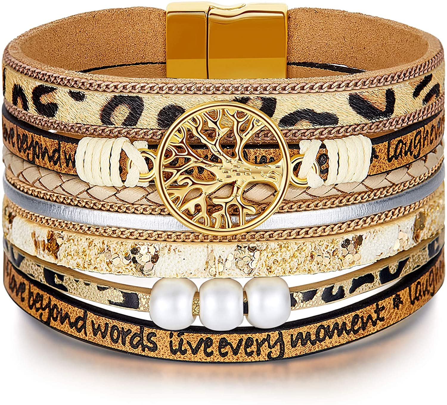 Inspirational Tree of Life Leather Bracelets for Women,Birthday Easter Jewelry Gifts for Teens Girls