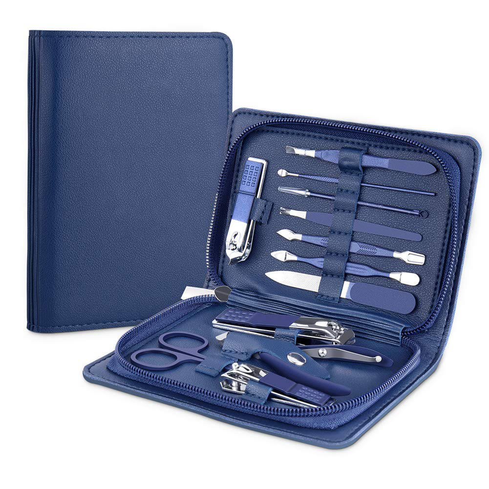 Manicure Set, Pedicure Kit, Nail Clippers, Professional Grooming Kit, Nail Tools 15 in 1 with Luxurious Travel Case for Men and Women 2020 Upgraded Version Blue (Blue 15 in 1)