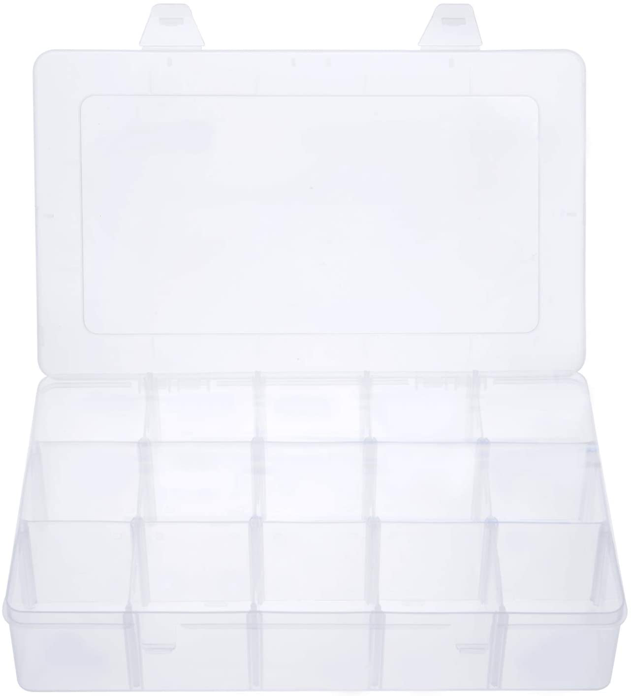 Large Grids Clear Plastic Jewelry Box Organizer Storage Container with Removable Dividers