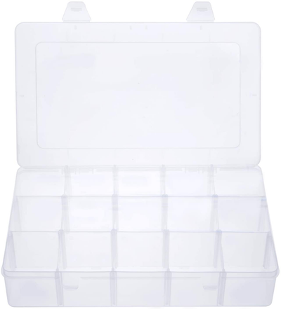 Large Grids Clear Plastic Jewelry Box Organizer Storage Container with Removable Dividers