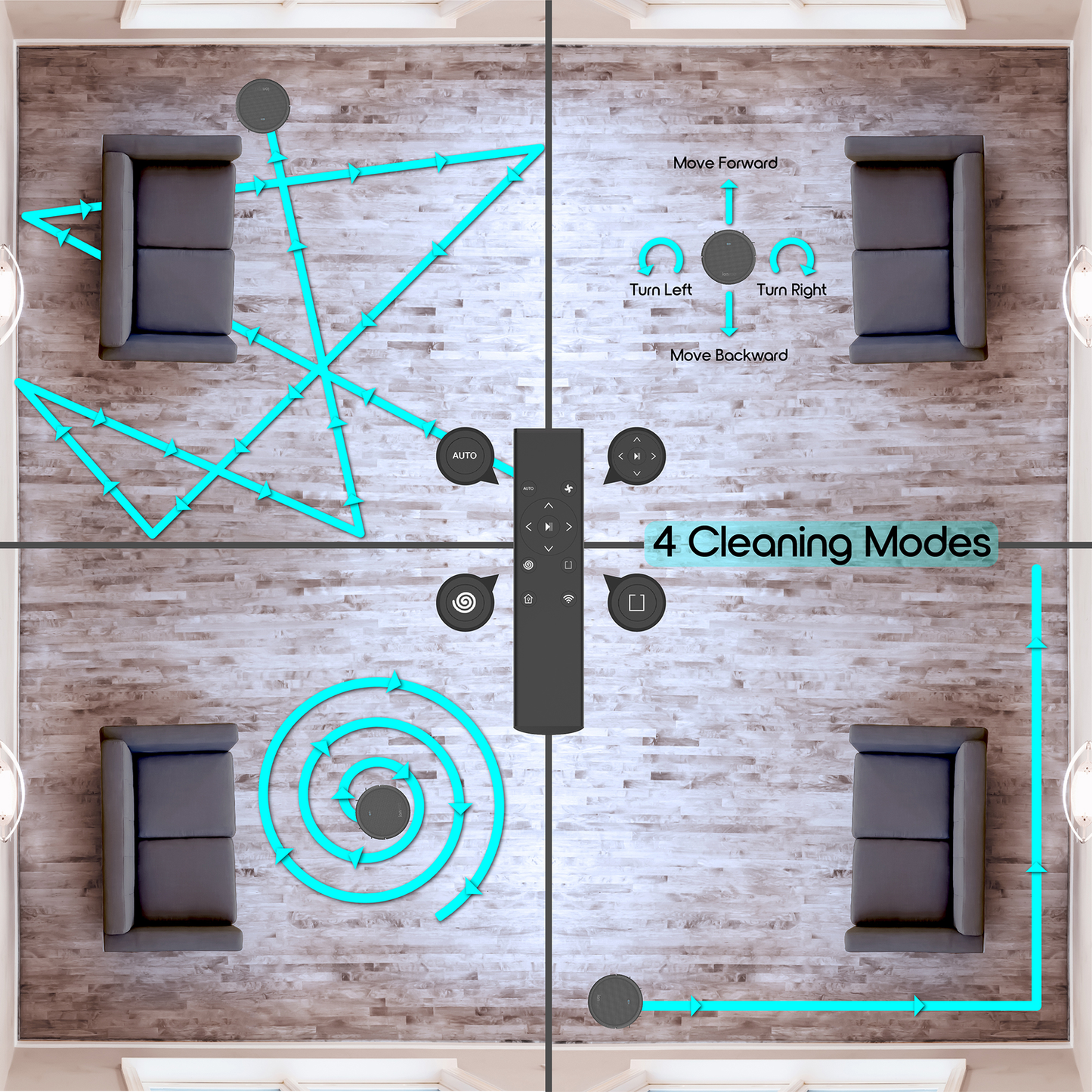 Ionvac Smartclean 2000 Robovac - Hardwood & Carpet Smart Robotic Vacuum, Controlled via Mobile App or Voice Activated Commands