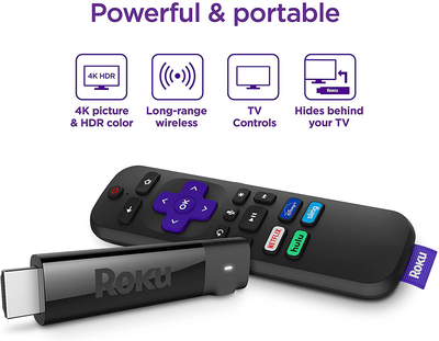 Roku Streaming Stick+ HD/4K/HDR Streaming Device with Long-range Wireless and Voice Remote with TV Controls