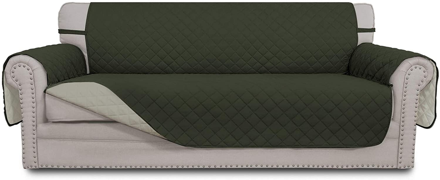 Easy-Going Sofa Slipcover Reversible Sofa Cover Water Resistant Couch Cover Furniture Protector with Elastic Straps for Pets Kids Children Dog Cat(Sofa, Army Green/Beige)