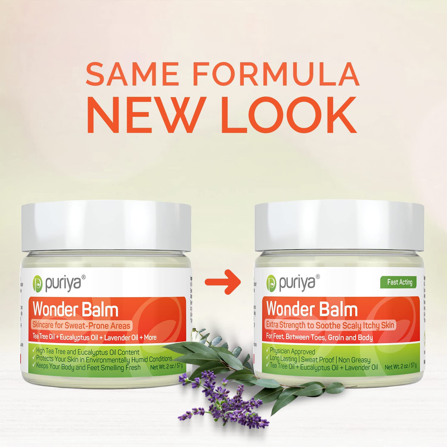 Tea Tree Oil Wonder Balm by Puriya, Fast Acting Comfort Cream for Sweat-Prone Skin Areas, Doctor Approved, Extra Strength for Athletes Itchy Foot, Groin and Body, Feel Protected, Smell Fresh All Day